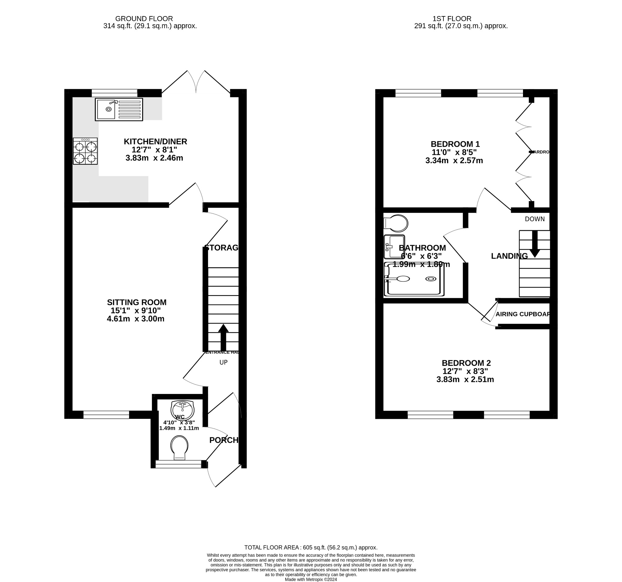 2 bed semi-detached house for sale in Bolehyde Close - Property floorplan