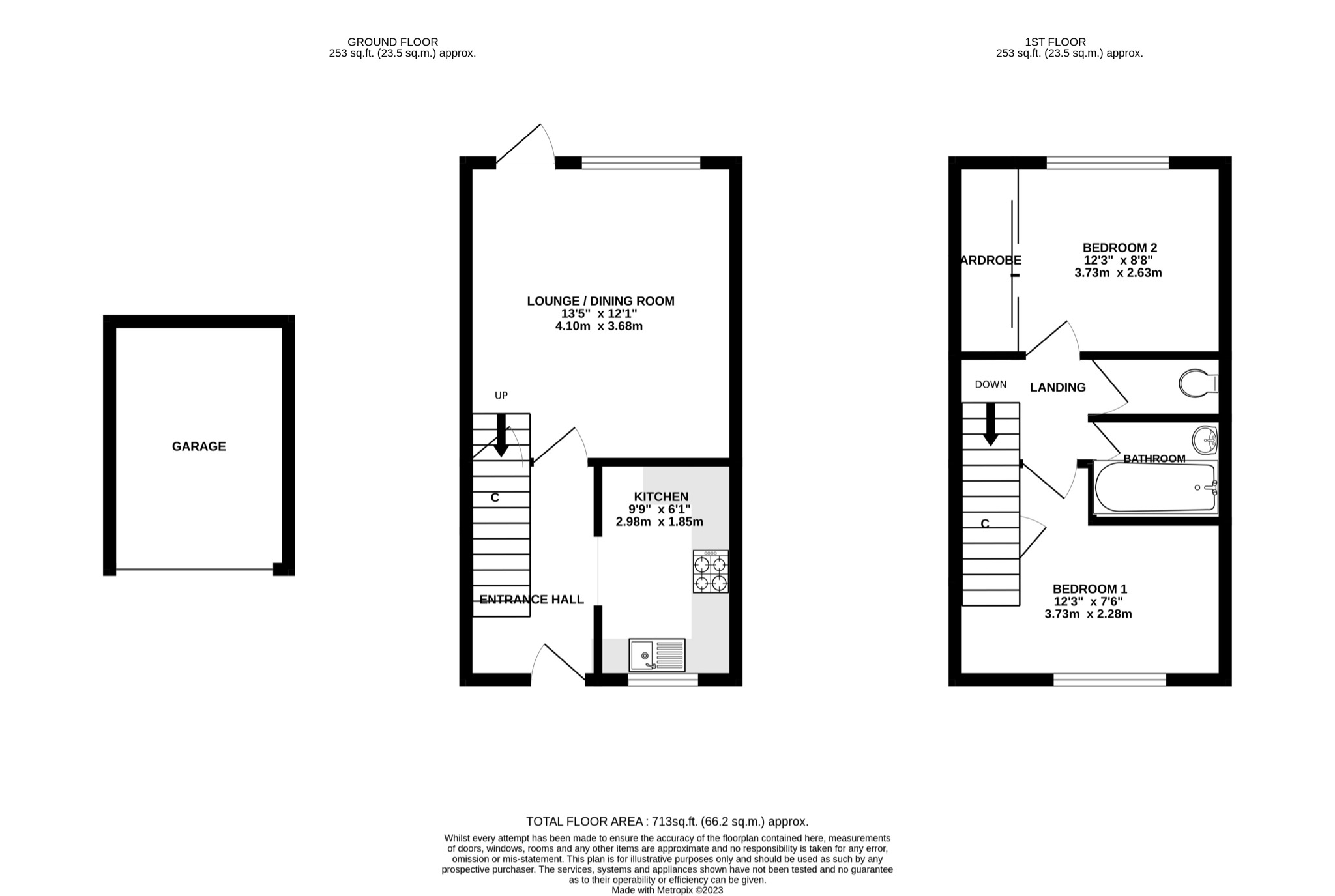 2 bed terraced house to rent in Chalkdown, Stevenage - Property floorplan