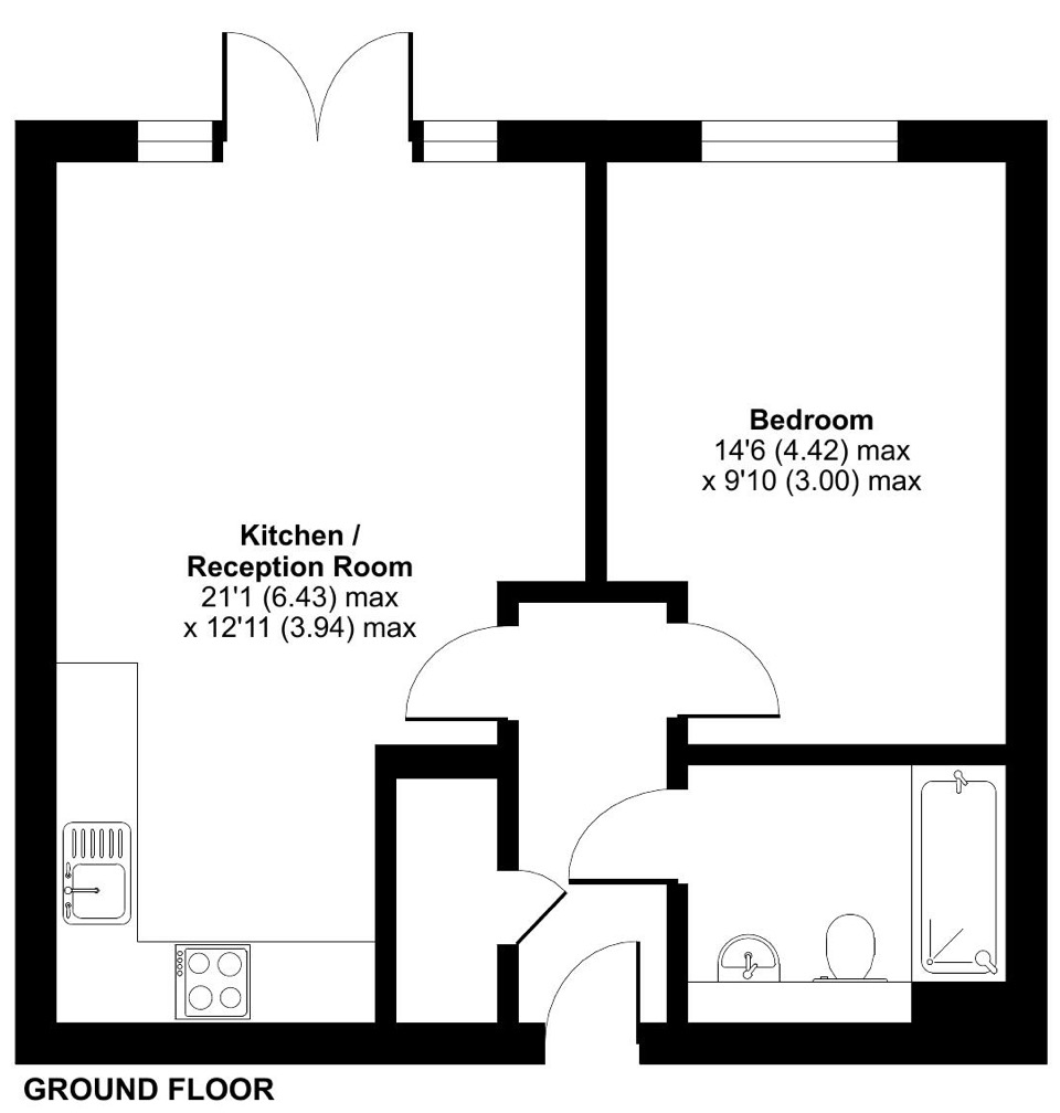 1 bed ground floor flat for sale in Giles Crescent, Hertfordshire - Property floorplan