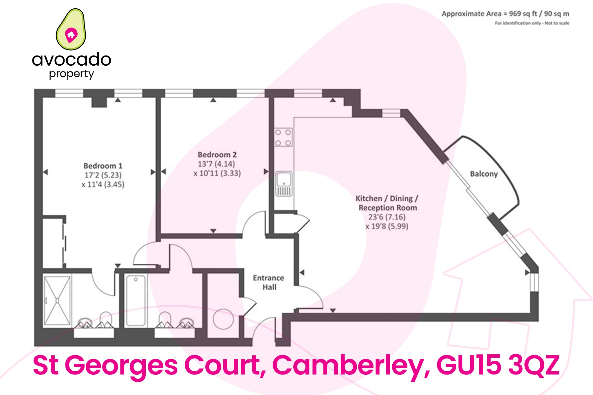 2 bed flat to rent in St. Georges Road, Camberley - Property floorplan