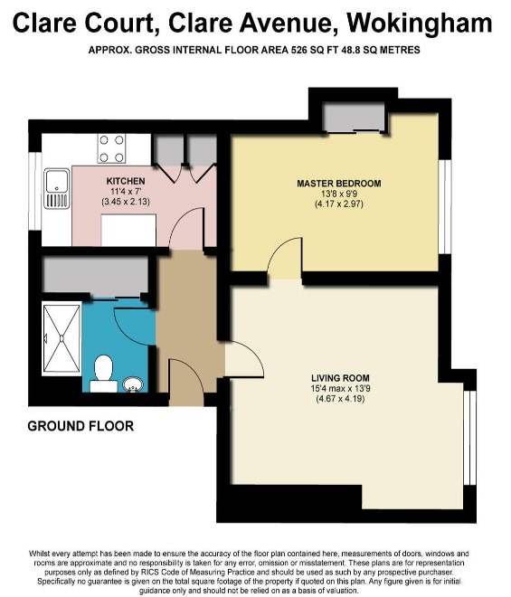 1 bed flat to rent in Clare Avenue, Wokingham - Property floorplan
