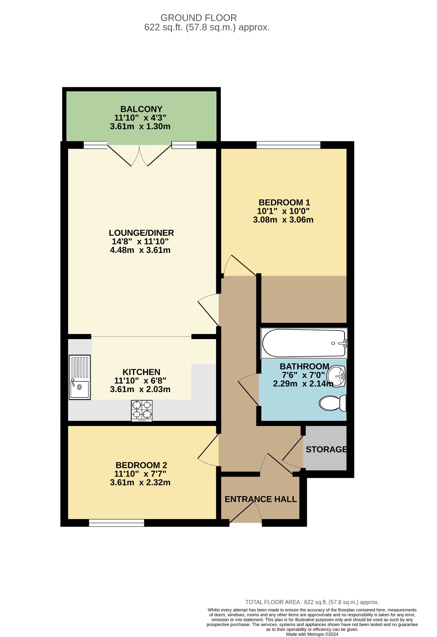 2 bed flat for sale in Windmill Road, Slough - Property floorplan