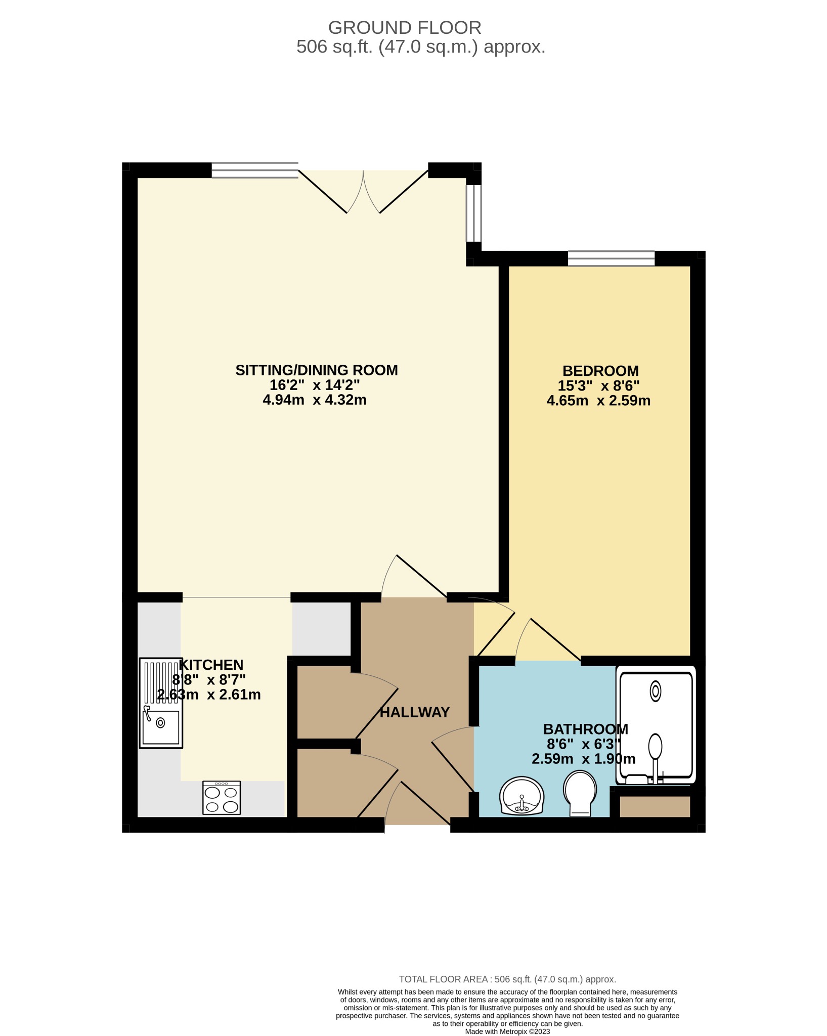 1 bed flat for sale in The Pines, Wexham - Property floorplan