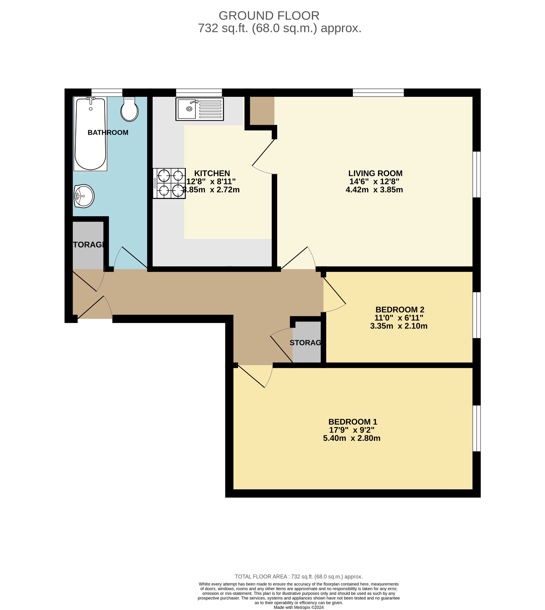 2 bed flat for sale in Monarch Drive, Reading - Property floorplan