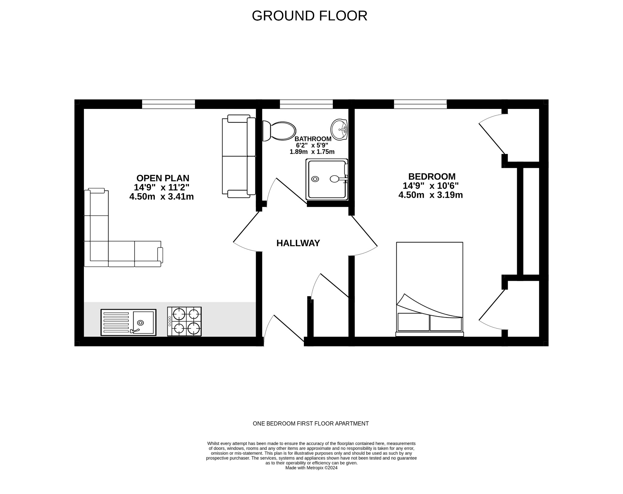 1 bed flat for sale in Garden Court, Birmingham - Property floorplan