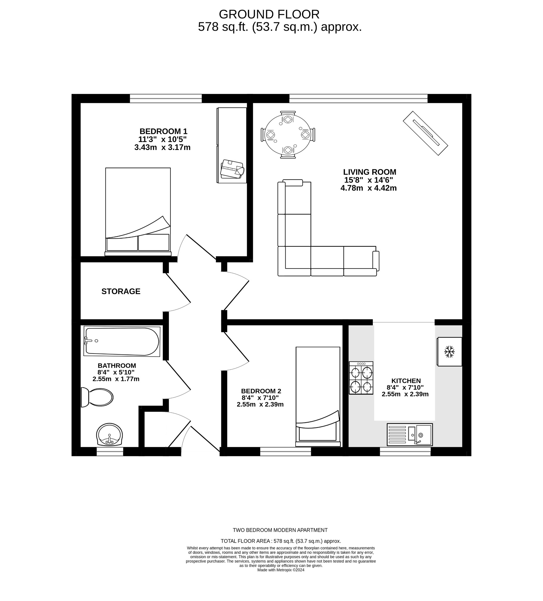 2 bed flat for sale in Old Hall Gardens, Solihull - Property floorplan