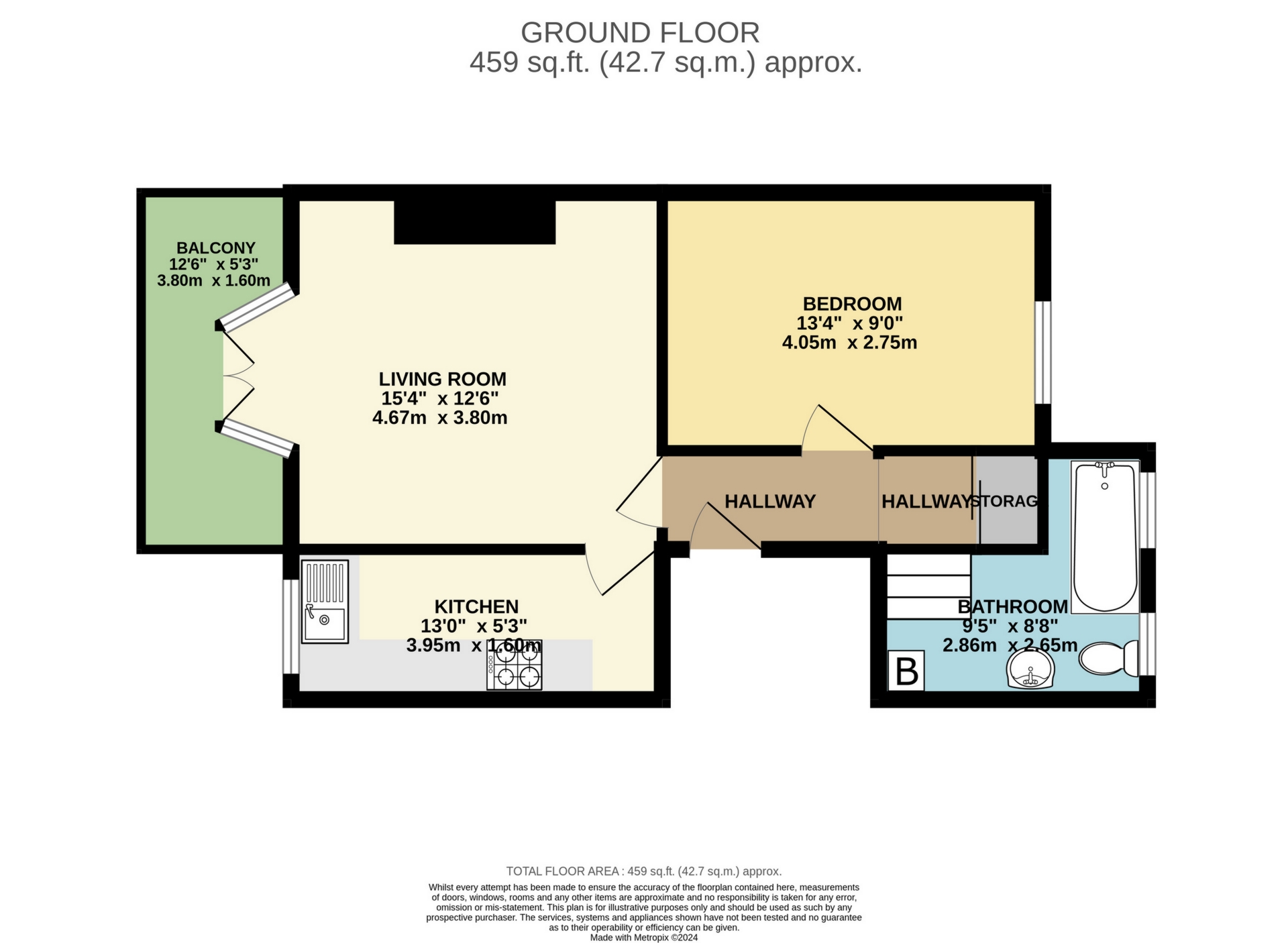 1 bed flat to rent in Cuthbert Road, Westgate - Property Floorplan