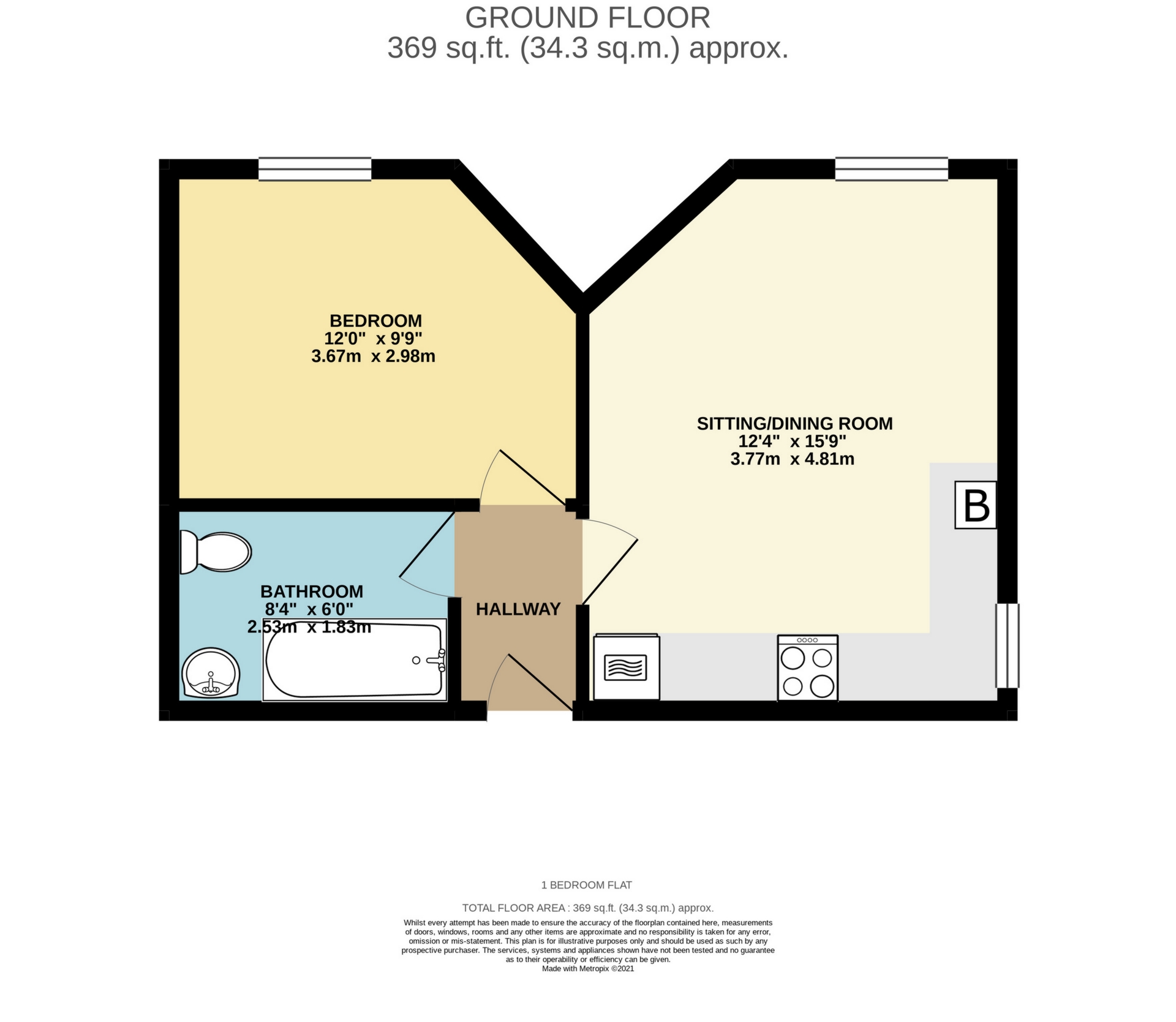 1 bed flat to rent in Harold Road, Cliftonville - Property Floorplan