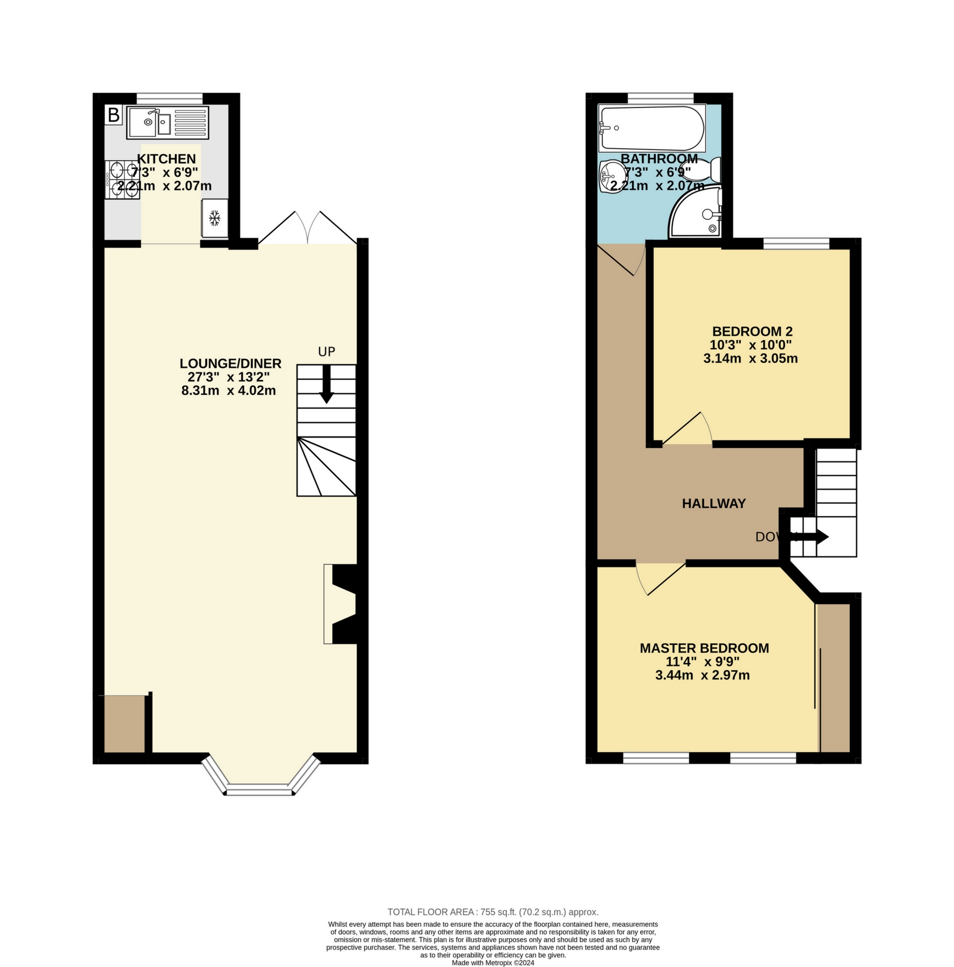 2 bed terraced house to rent in Clarendon Road, Broadstairs - Property Floorplan
