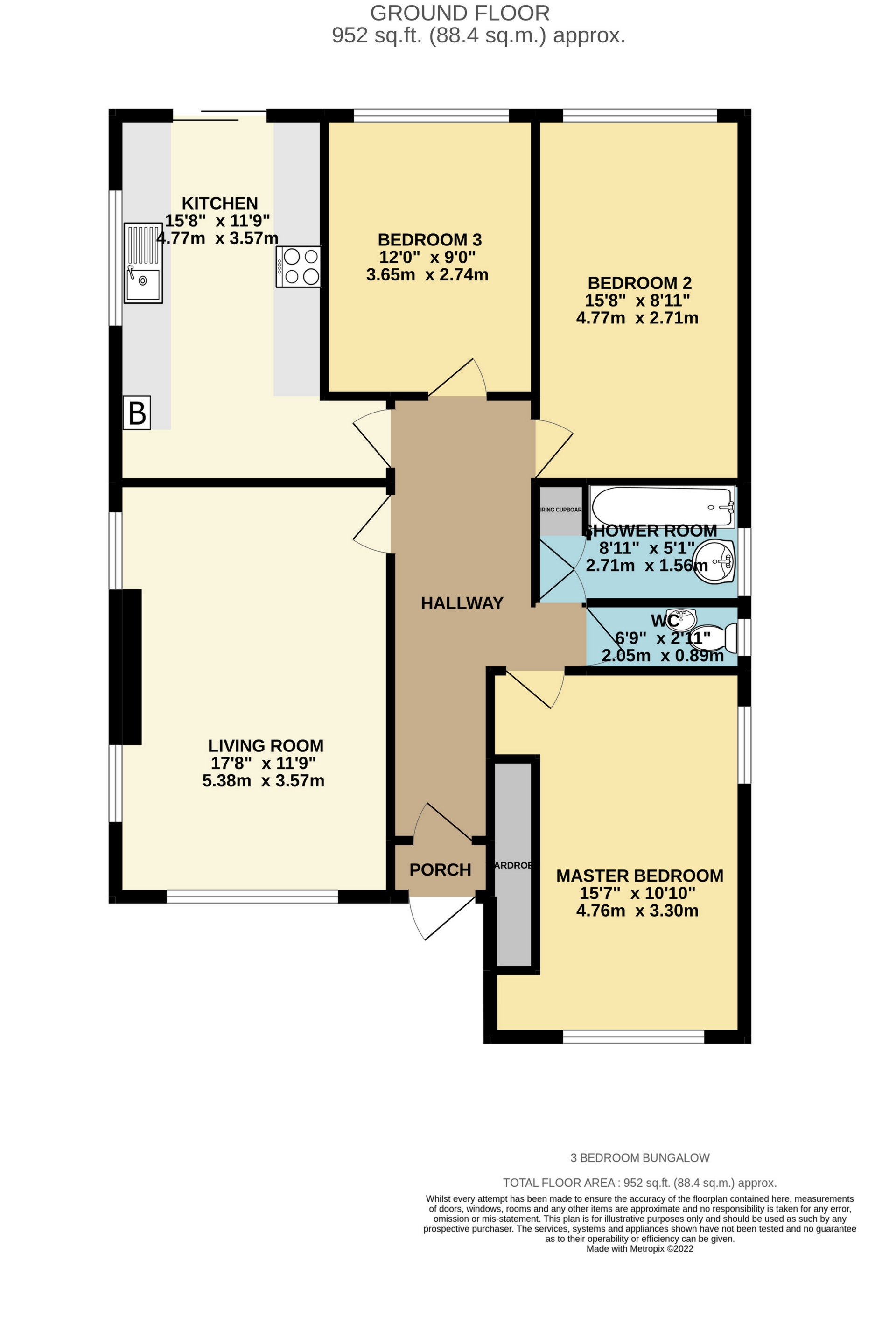 3 bed bungalow for sale in Masons Rise, Broadstairs - Property Floorplan