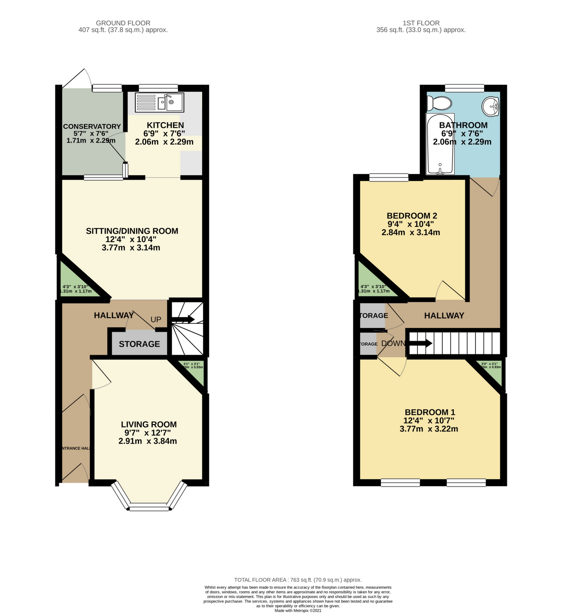 2 bed end of terrace house for sale in Clarendon Road - Property Floorplan