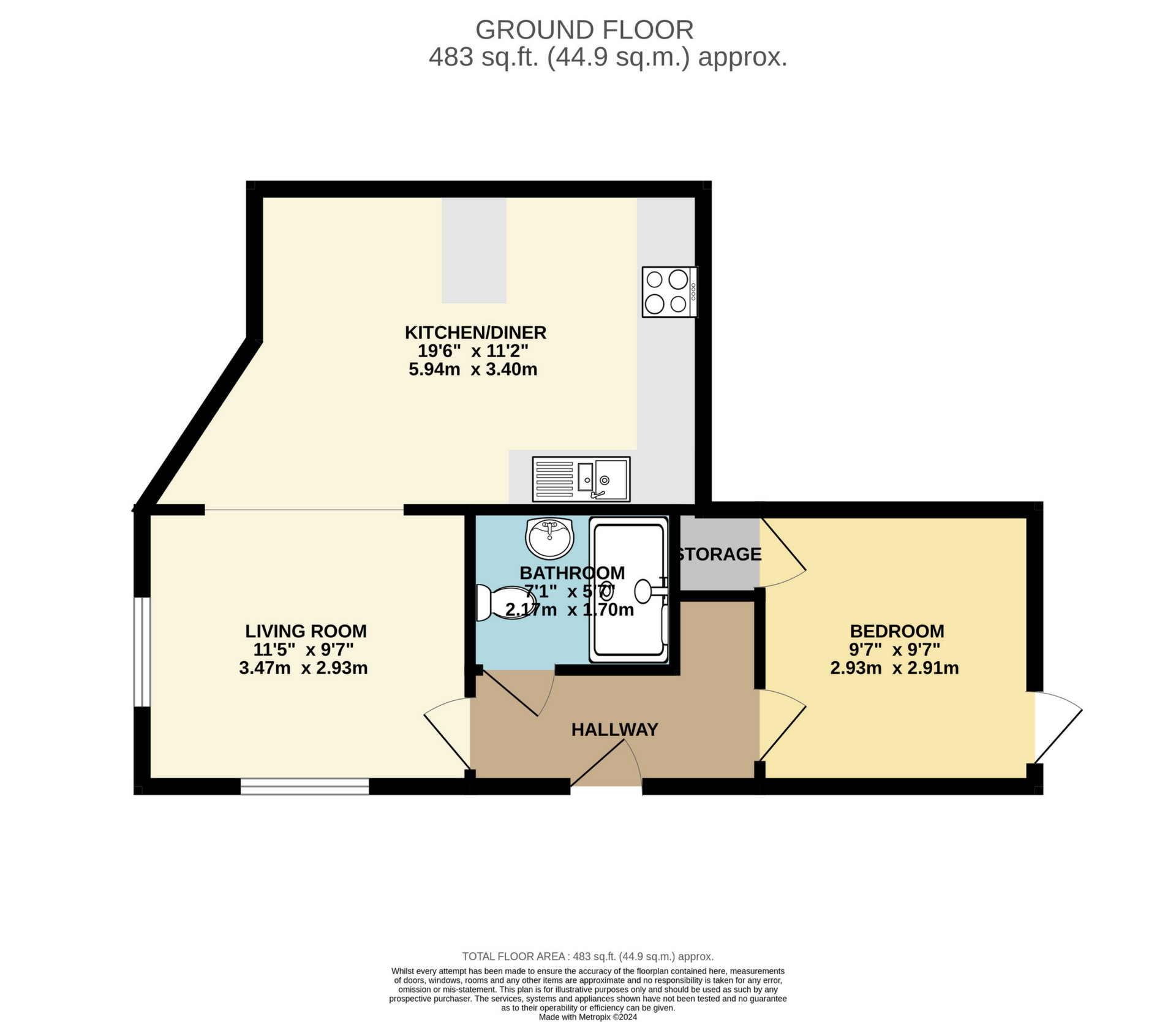 1 bed flat for sale in Fort Hill, Margate - Property Floorplan