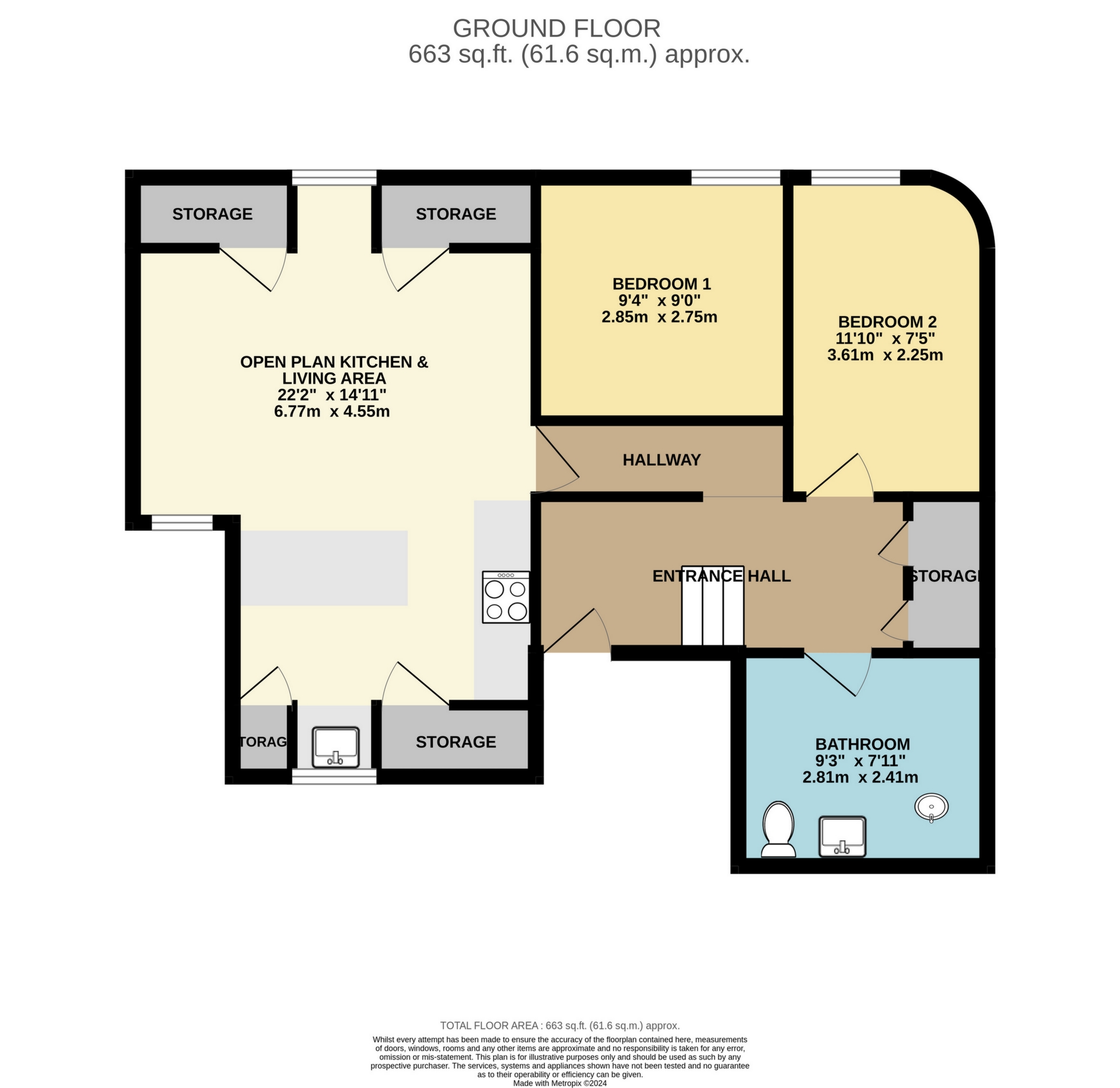 2 bed flat to rent in King Street - Property Floorplan