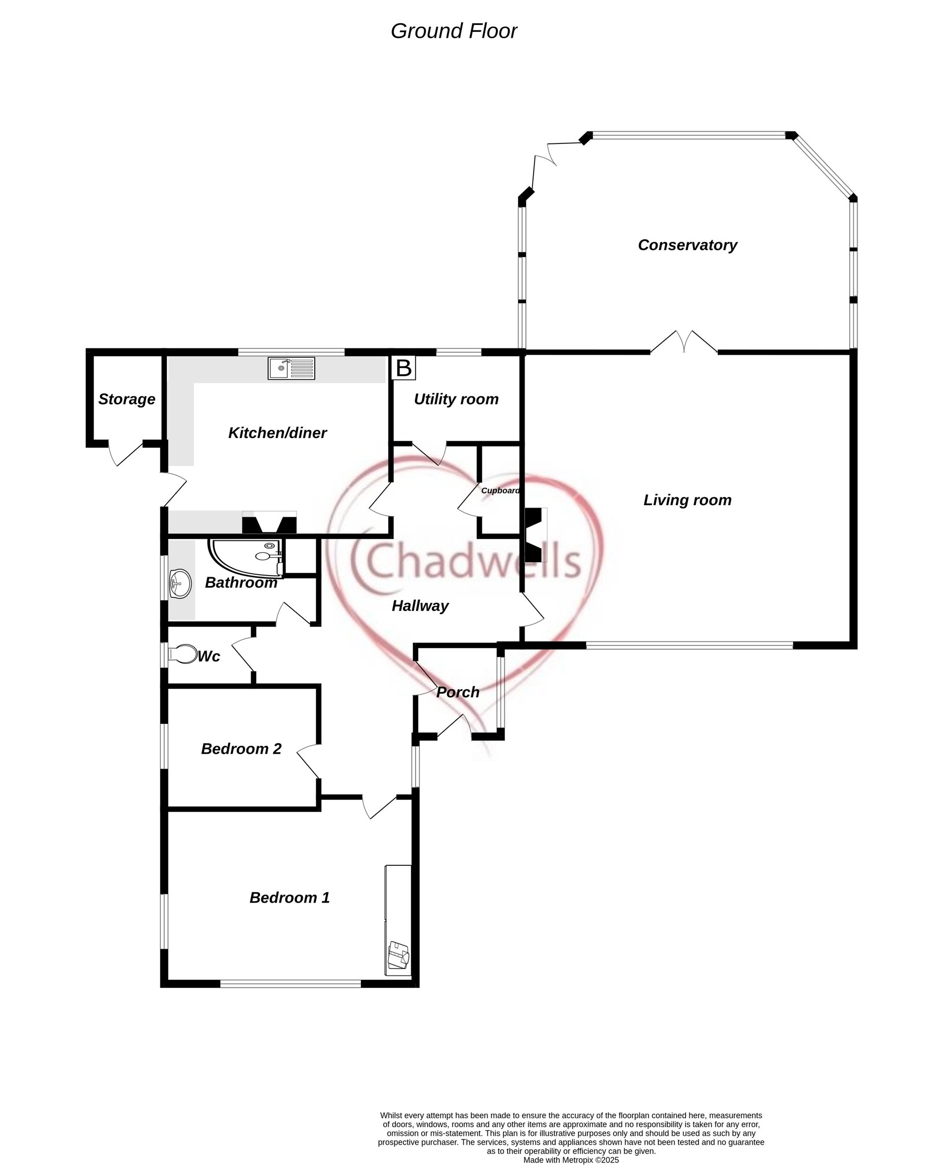 2 bed detached bungalow for sale in Griceson Close, Ollerton, NG22 - Property floorplan