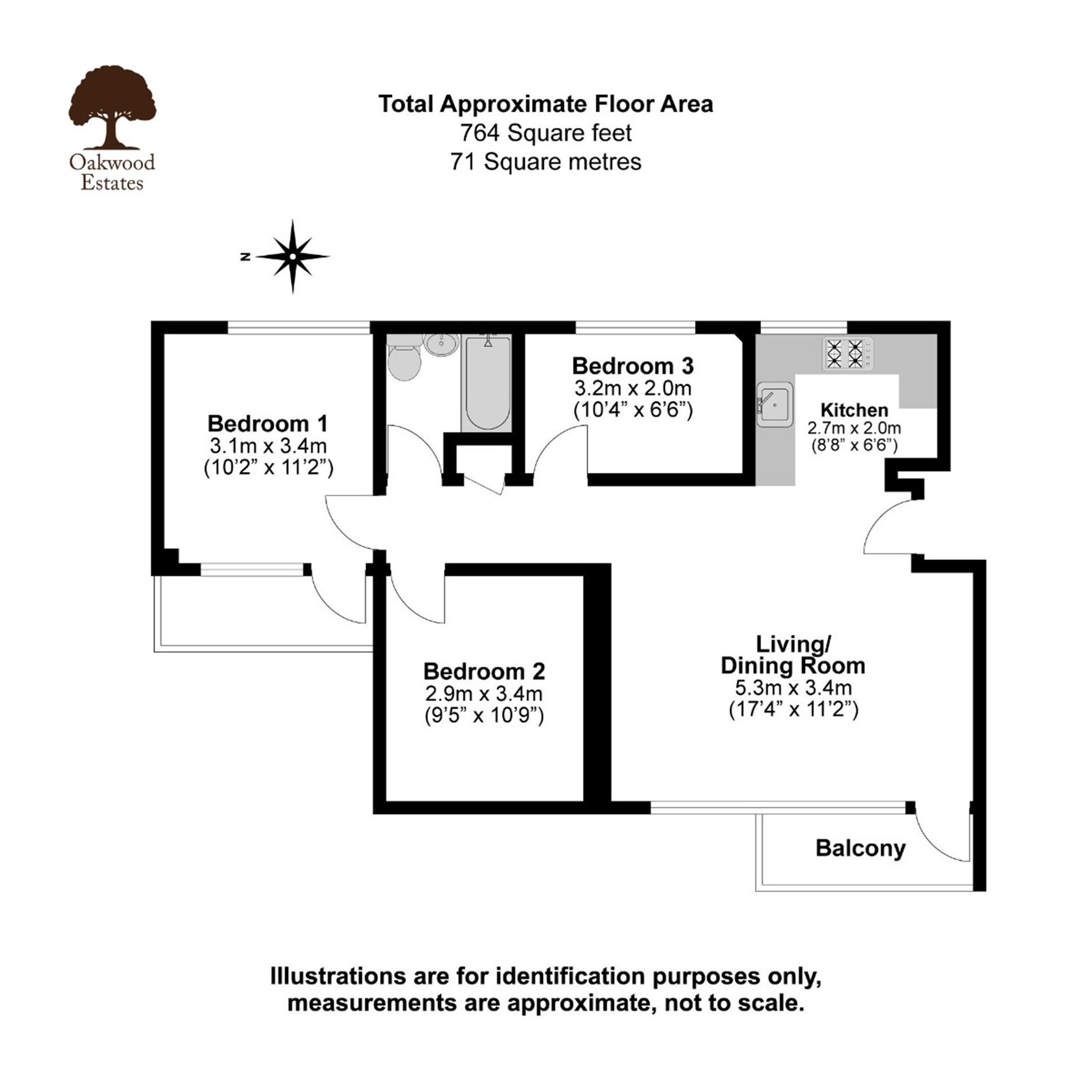 3 bed flat for sale in Bathurst Walk, Richings Park - Property Floorplan
