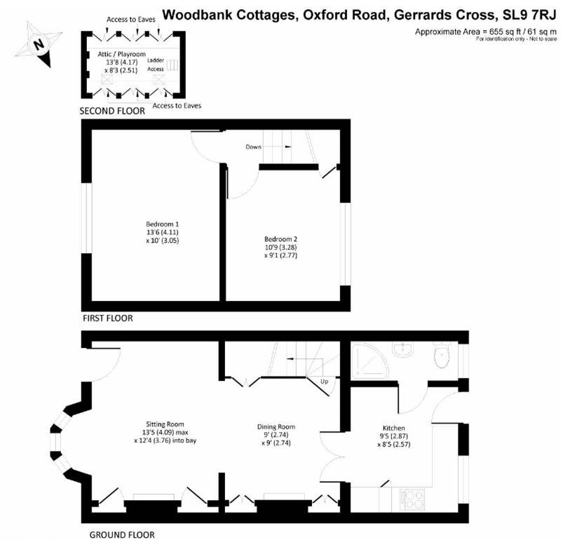 2 bed terraced house for sale in Oxford Road, Gerrards Cross - Property Floorplan