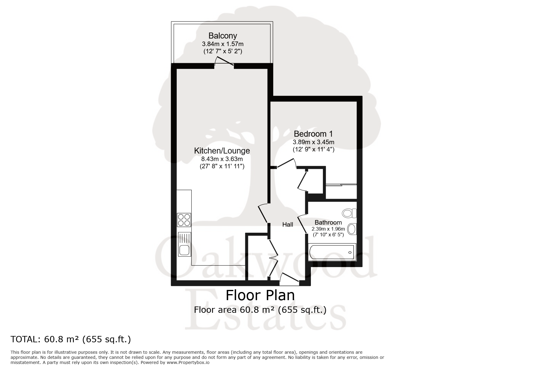 1 bed flat to rent in Pennyroyal Drive, West Drayton - Property Floorplan