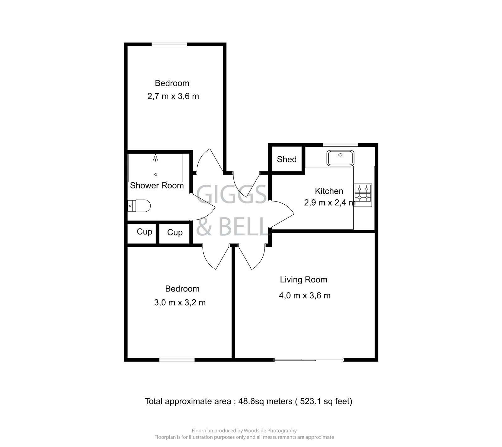 2 bed semi-detached bungalow for sale in Edgcott Close, Luton - Property Floorplan
