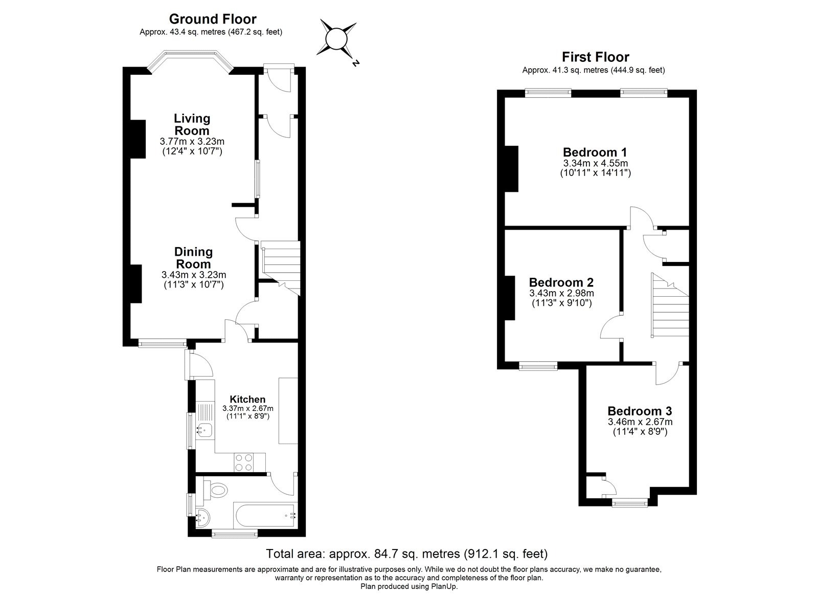 3 bed terraced house for sale in Talbot Road, Luton - Property Floorplan