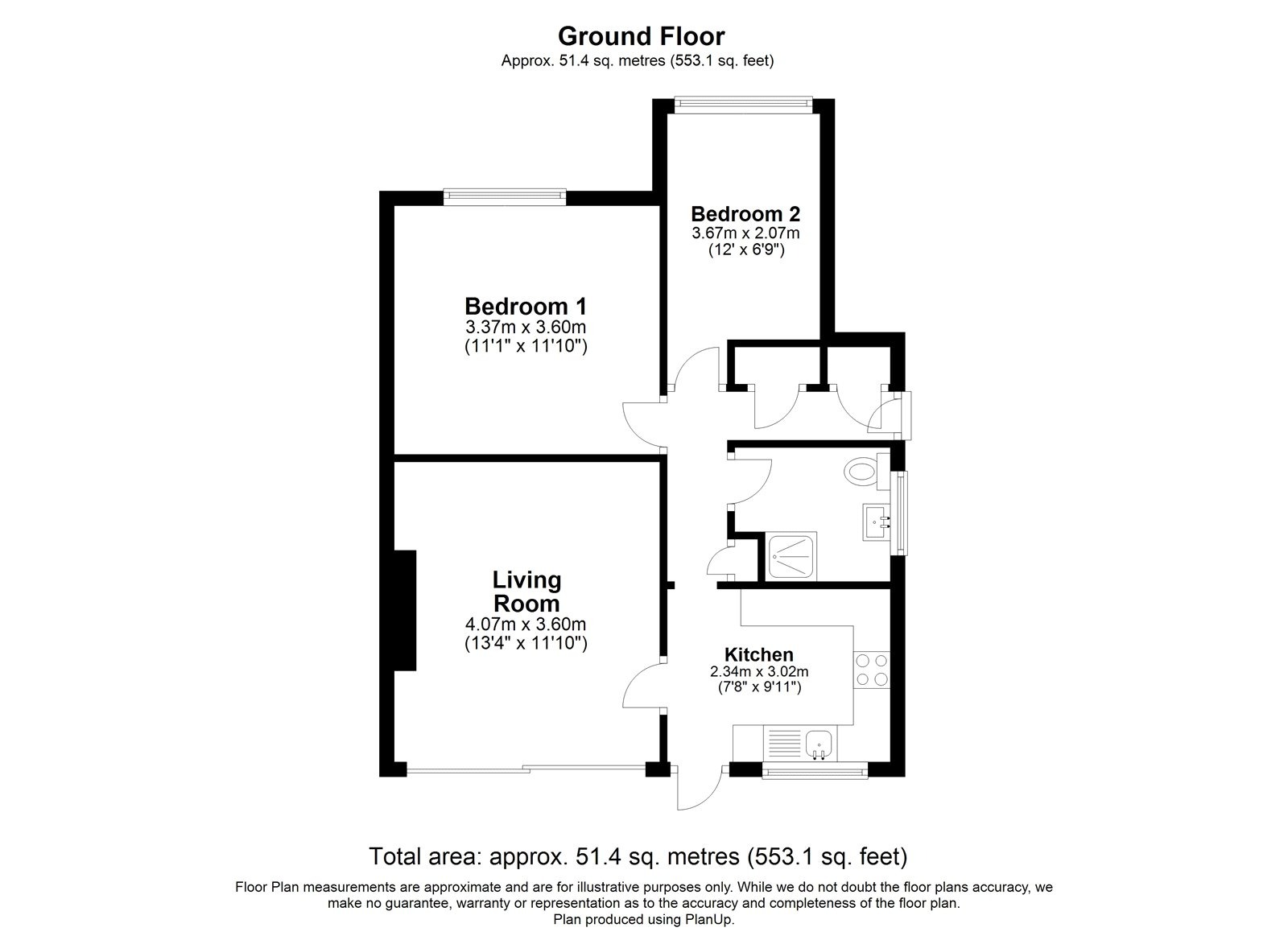 2 bed maisonette for sale in Hitchin Road, Luton - Property Floorplan