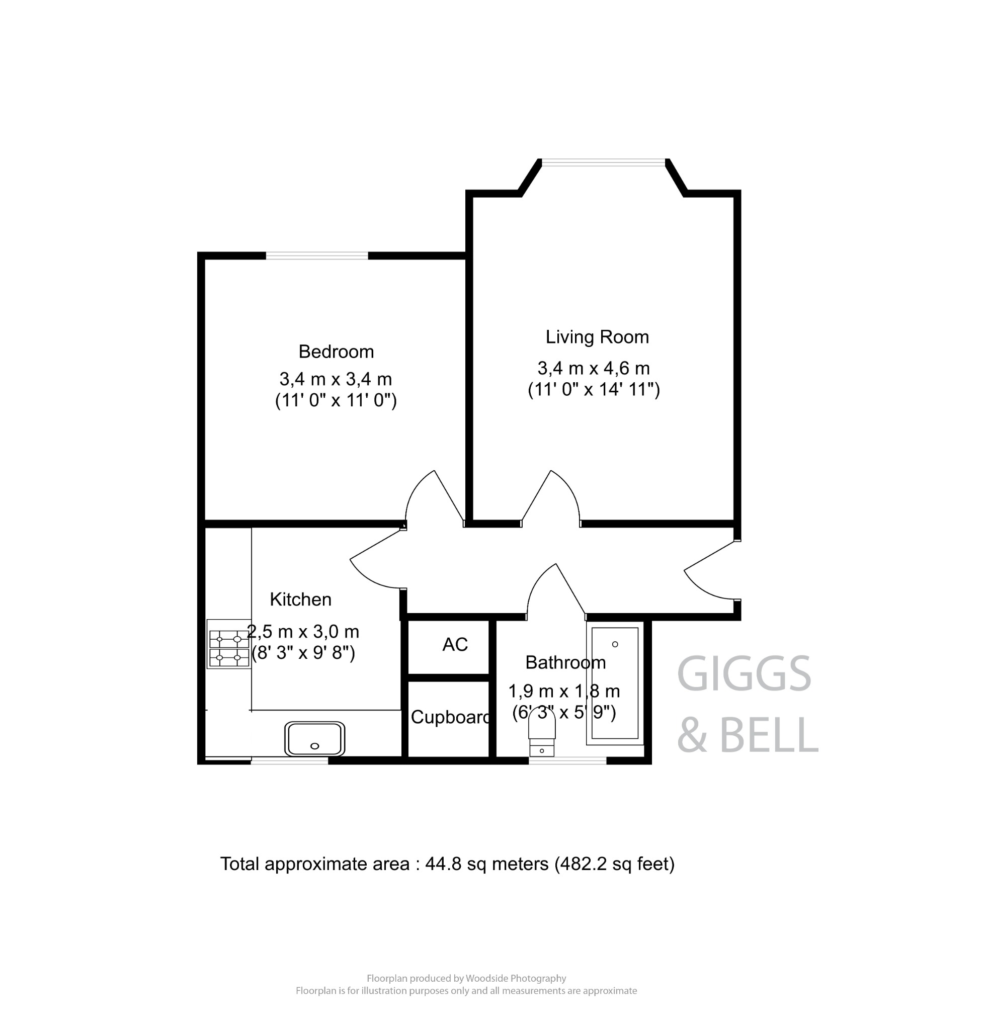 1 bed ground floor flat for sale in Bramley Court, Dunstable - Property Floorplan