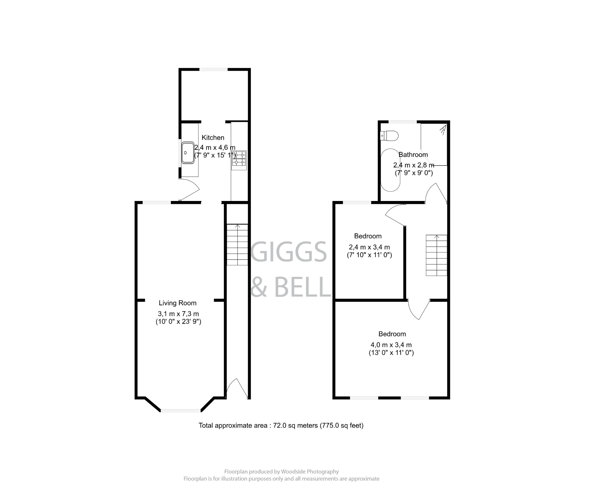 2 bed terraced house for sale in Union Street, Dunstable - Property Floorplan