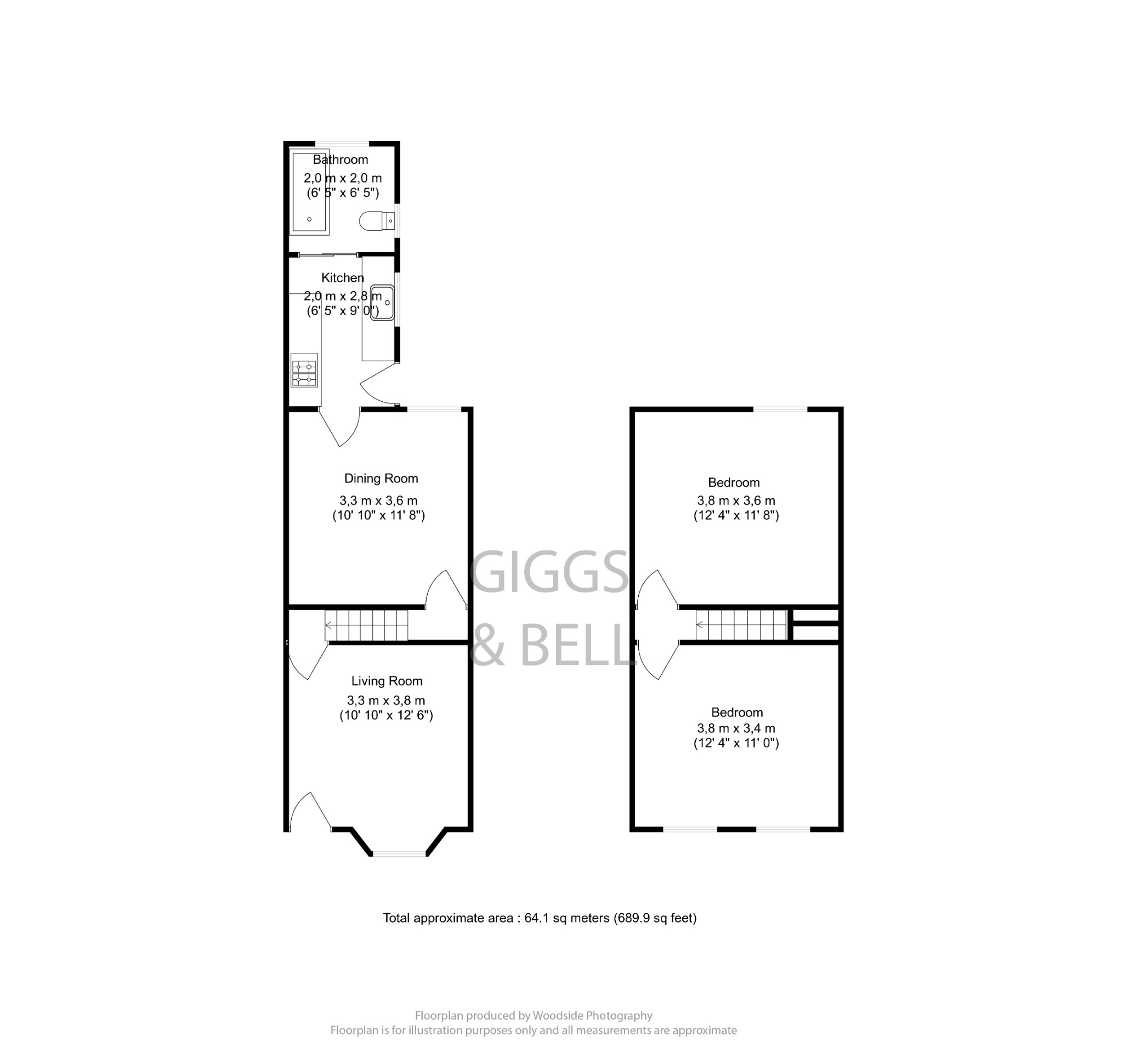 2 bed terraced house for sale in Hitchin Road, Luton - Property Floorplan