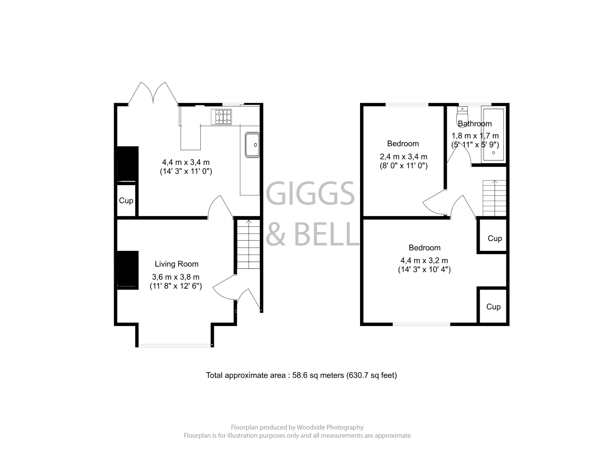 2 bed terraced house for sale in Putteridge Road, Luton - Property Floorplan