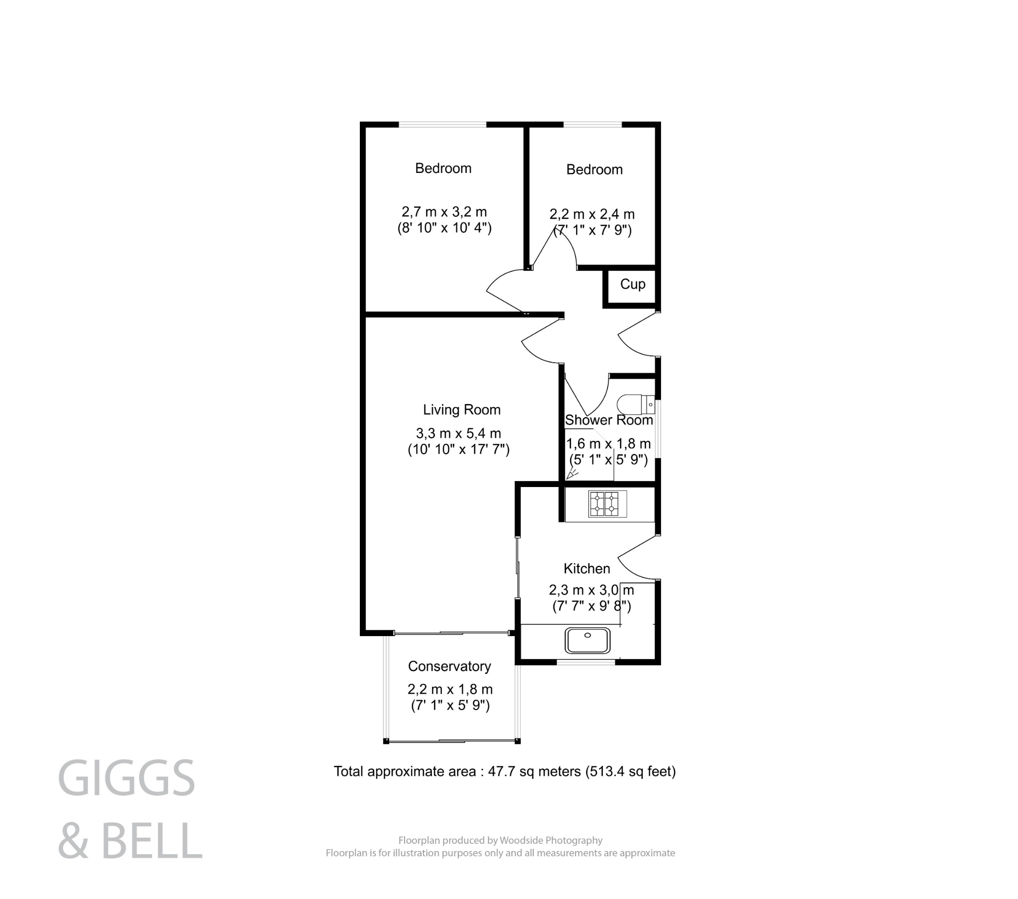 2 bed semi-detached bungalow for sale in Celandine Drive, Luton - Property Floorplan