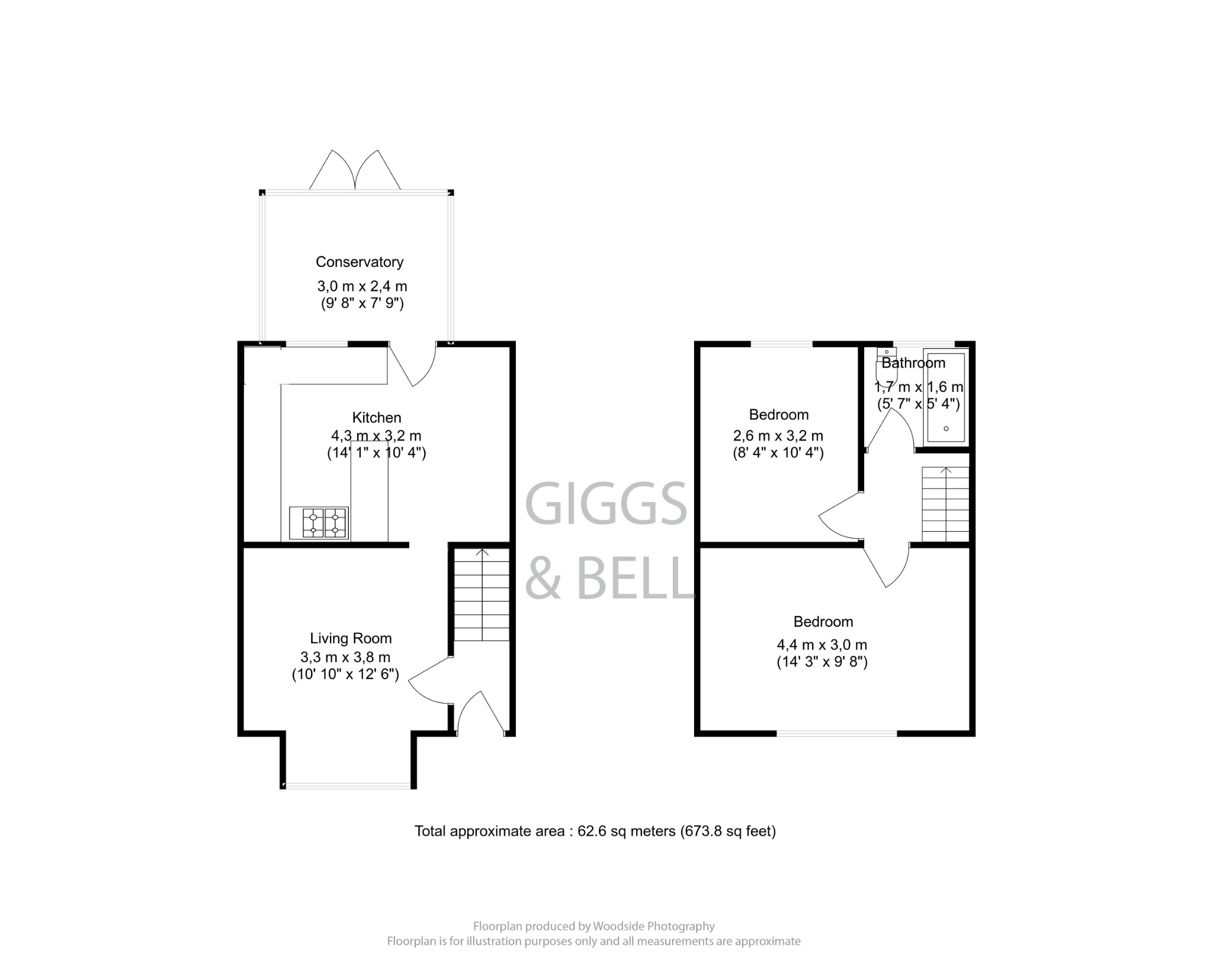2 bed terraced house for sale in Peartree Road, Luton - Property Floorplan