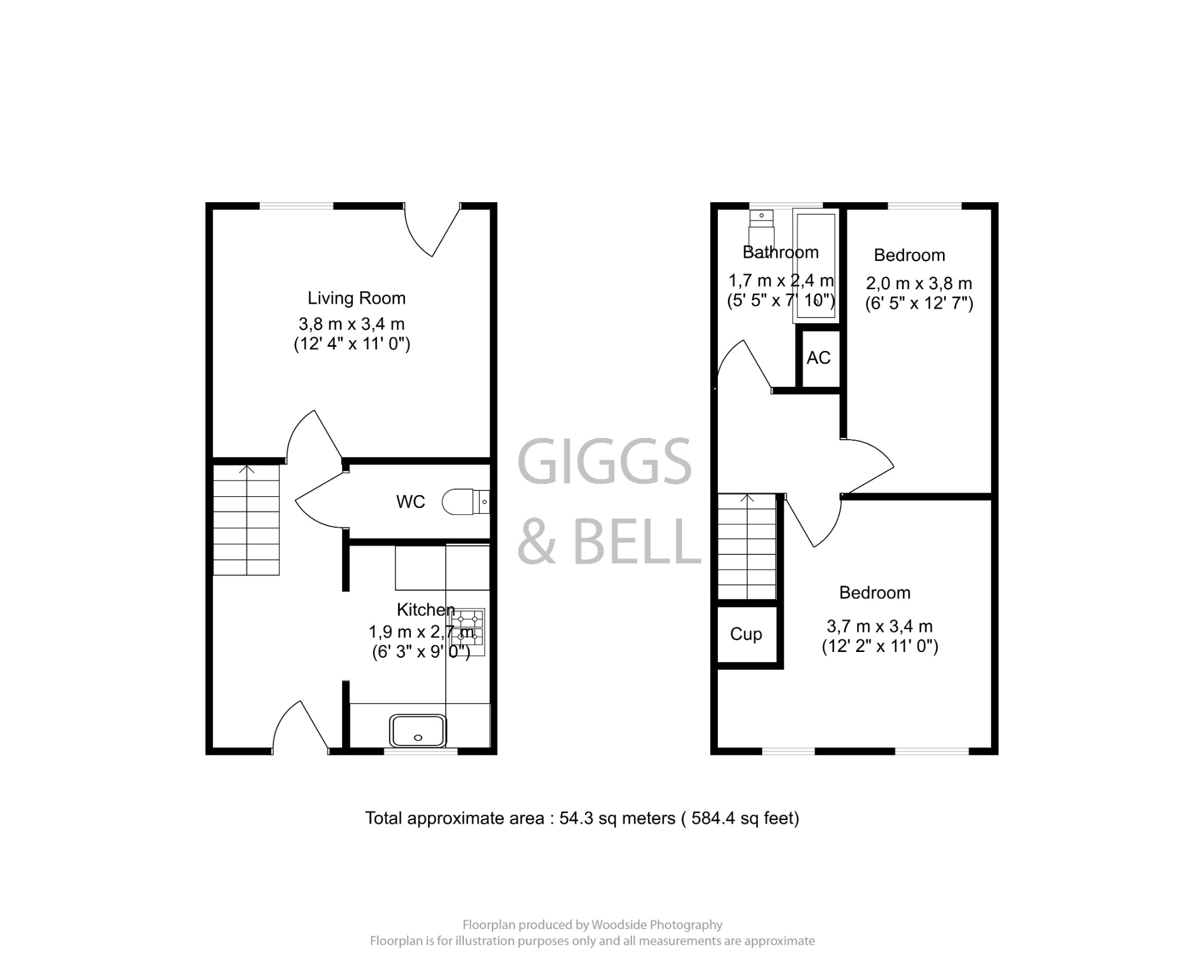 2 bed semi-detached house for sale in Wilson Close, Hitchin - Property Floorplan