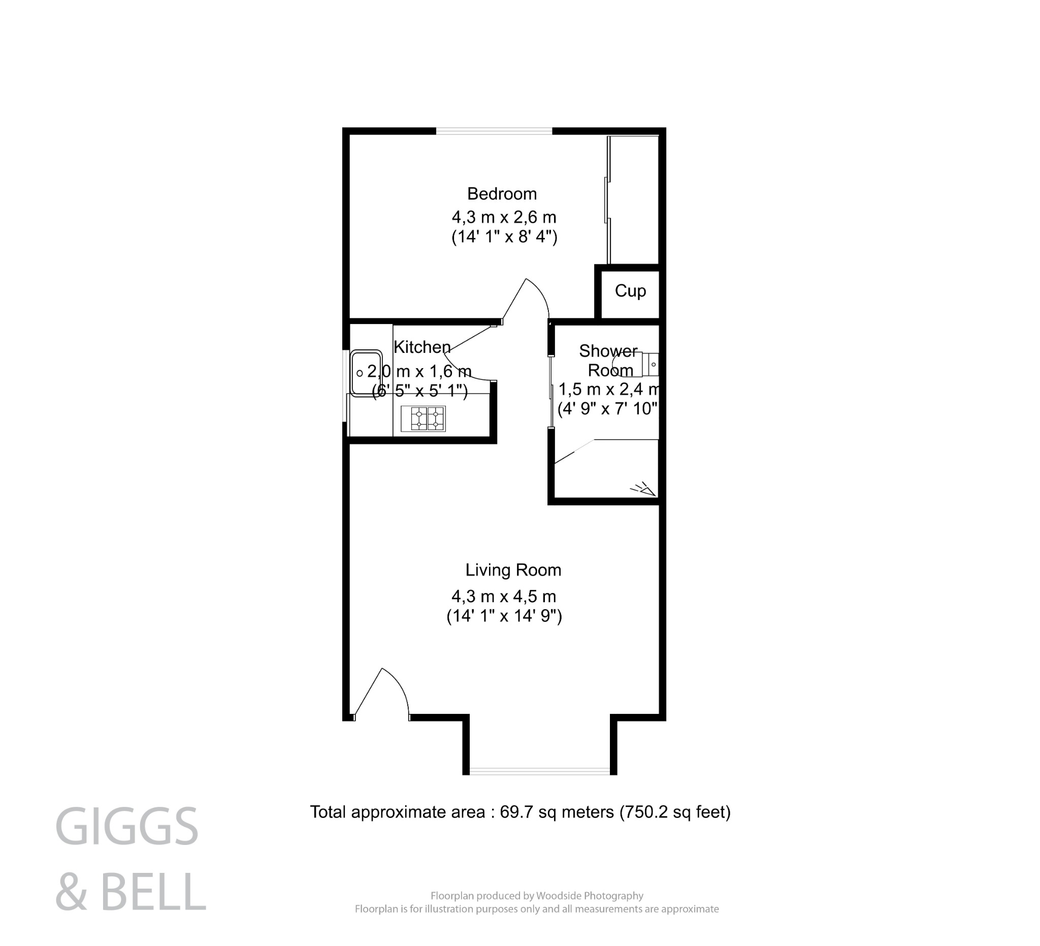 1 bed flat for sale in Mistletoe Hill, Luton - Property Floorplan