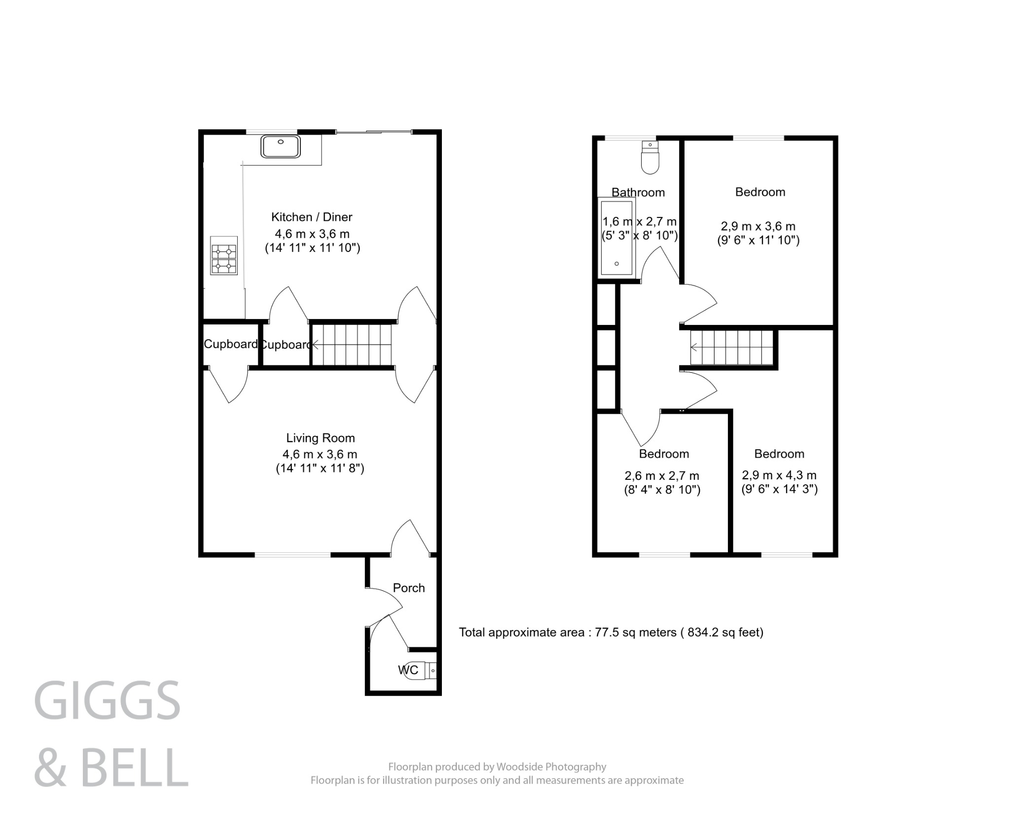 3 bed terraced house for sale in Bromley Gardens, Dunstable - Property Floorplan