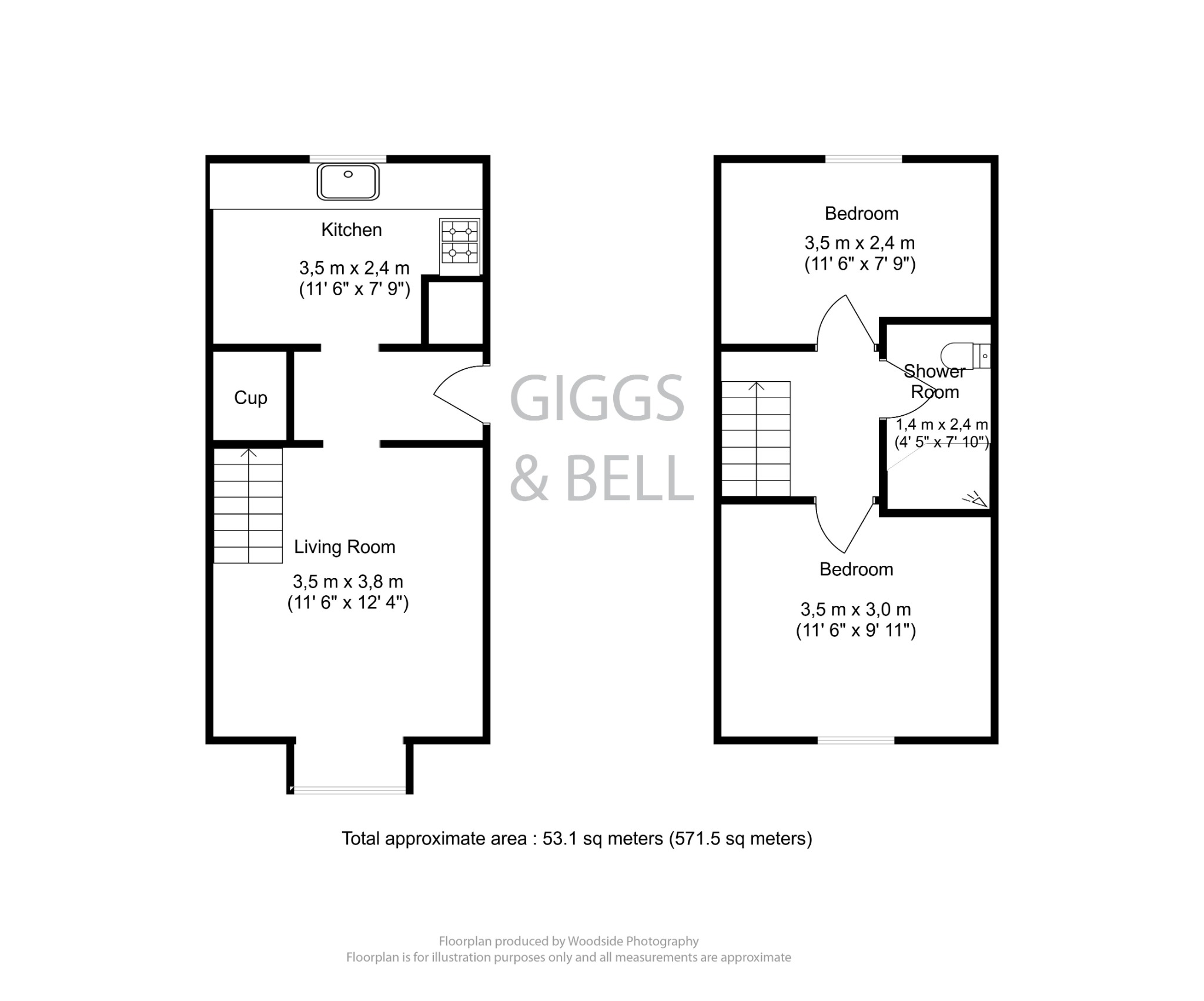 2 bed terraced house for sale in Copperfields, Luton - Property Floorplan