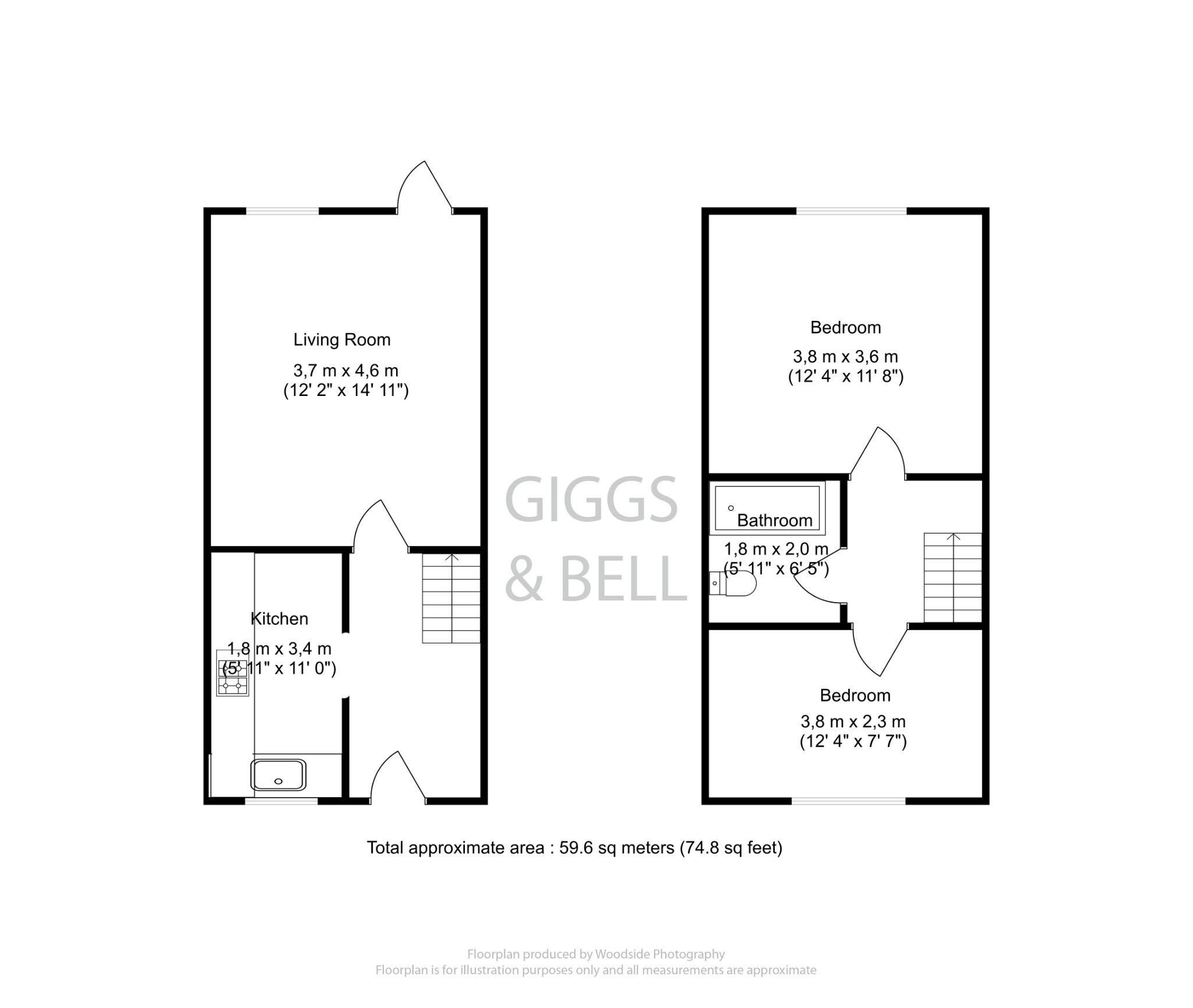 2 bed terraced house for sale in Oregon Way, Luton - Property Floorplan