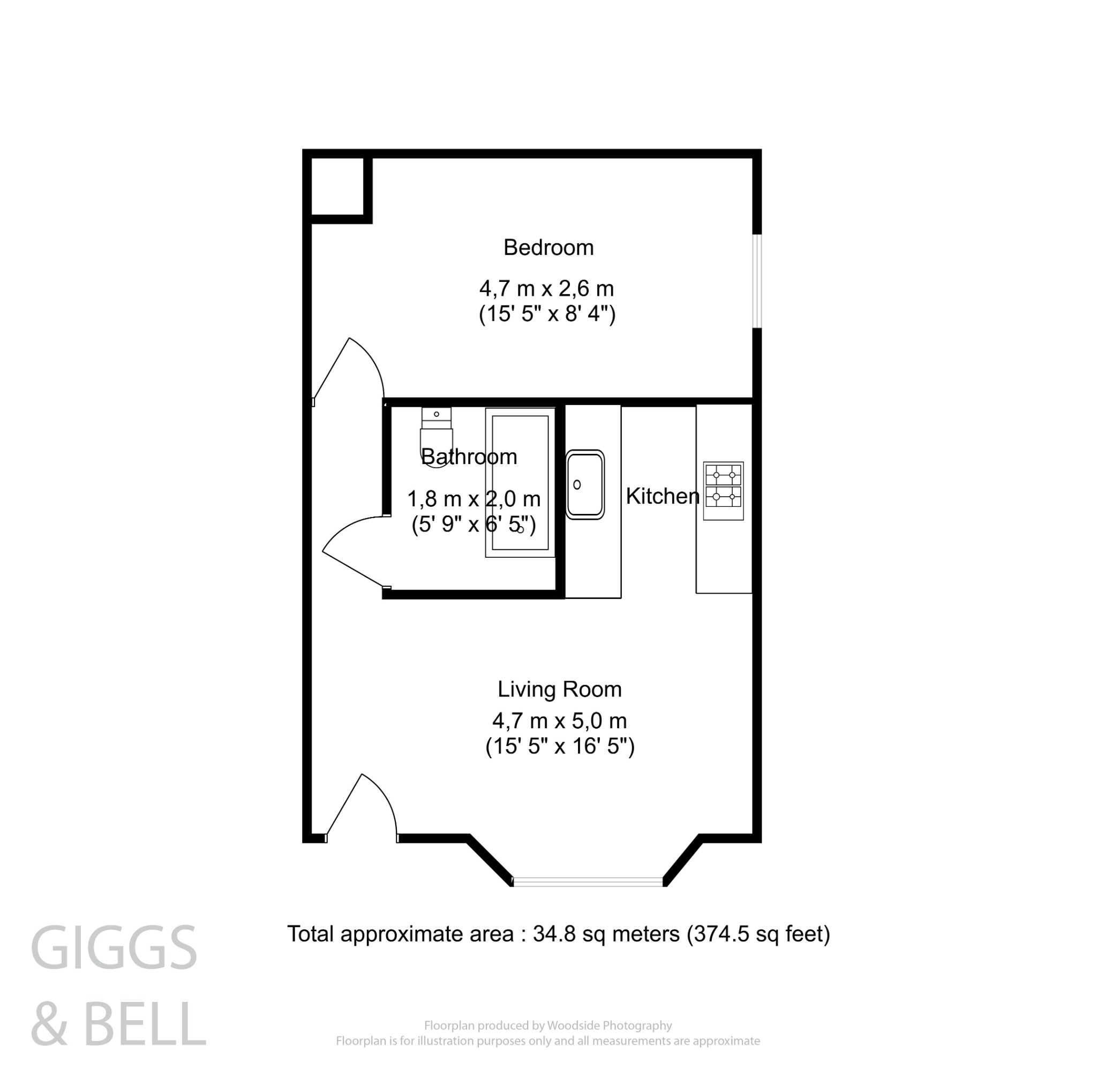1 bed ground floor flat for sale in Frederick Street, Luton - Property Floorplan