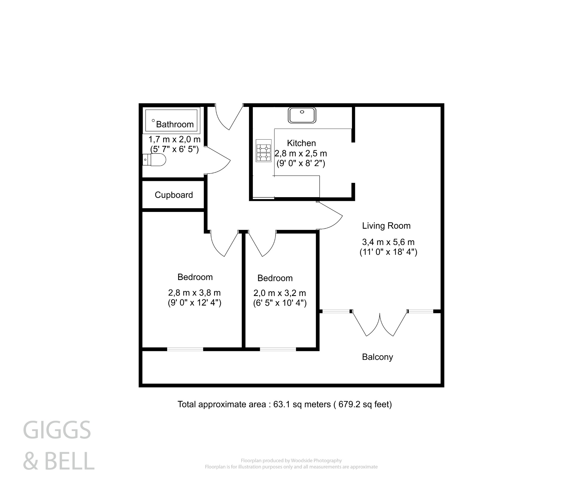 2 bed ground floor flat for sale in Holly Street, Luton - Property Floorplan