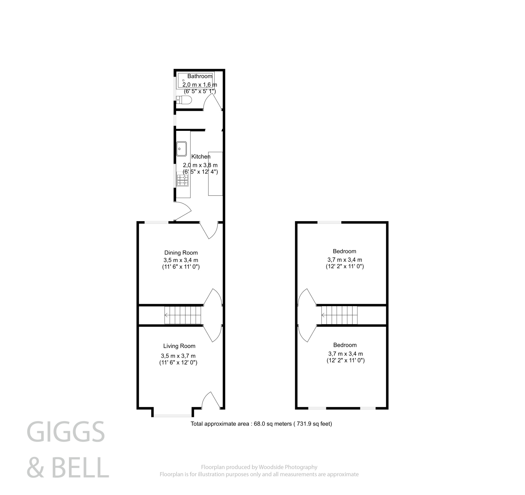 2 bed terraced house for sale in Dane Road, Luton - Property Floorplan