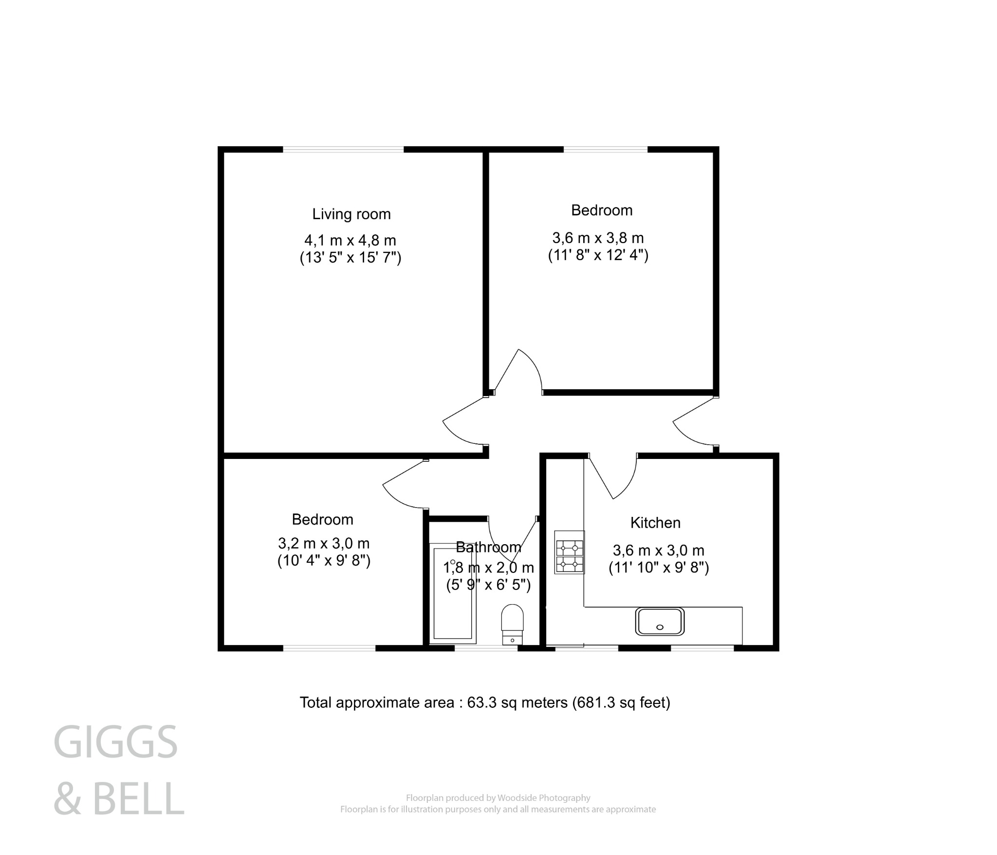 2 bed flat for sale in Stockwood Crescent, Luton - Property Floorplan
