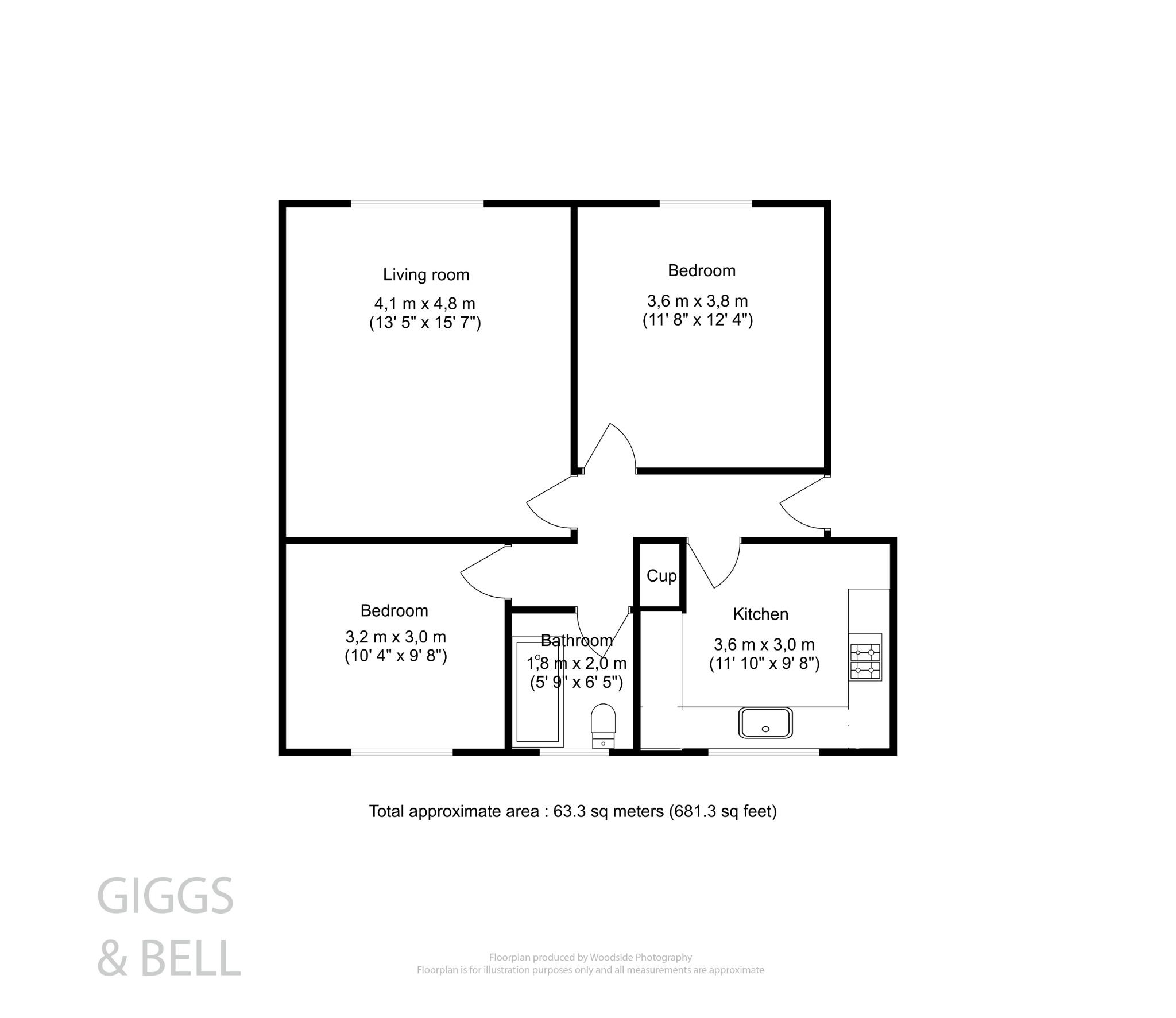 2 bed flat for sale in Stockwood Crescent, Luton - Property Floorplan