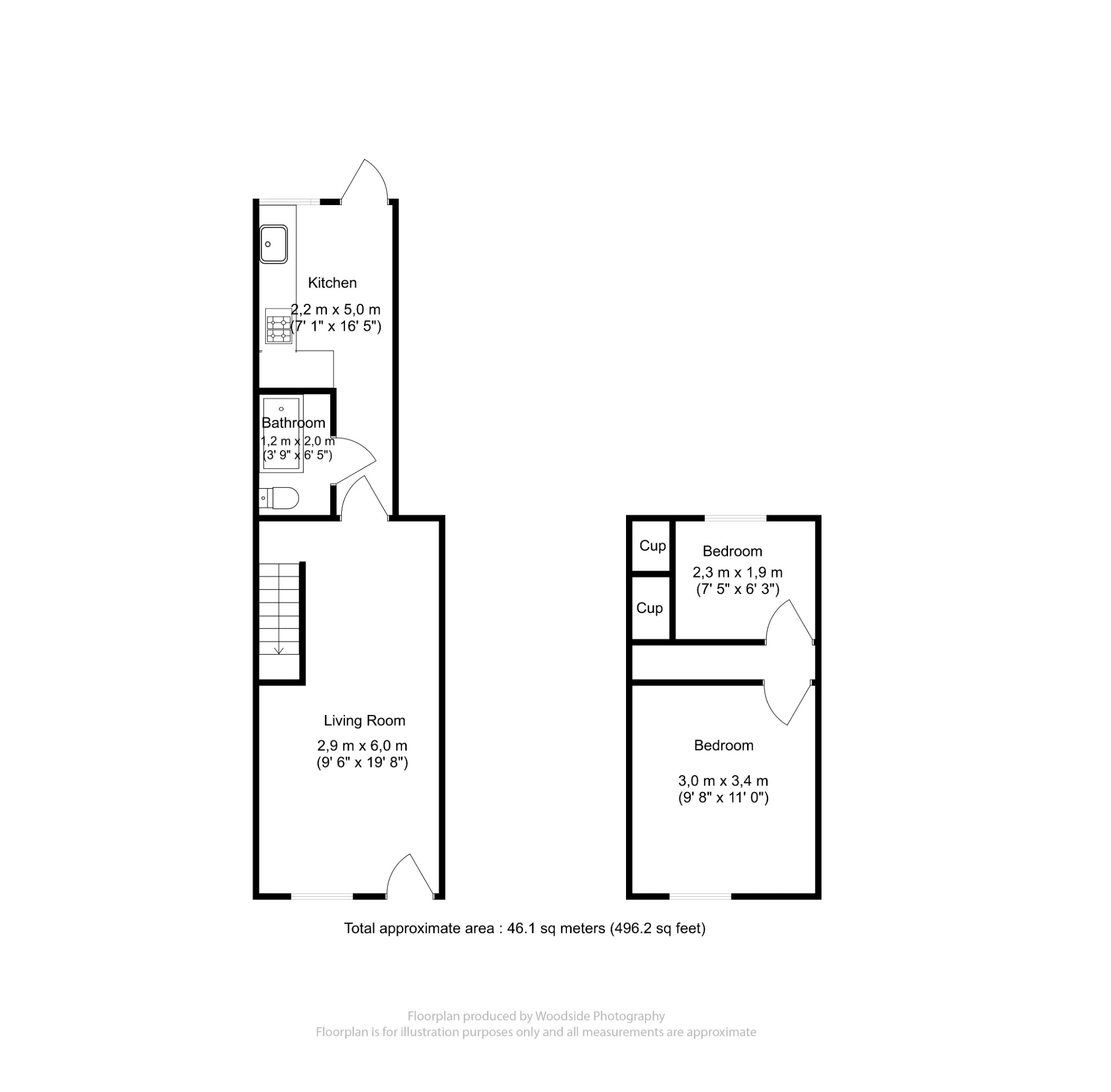 2 bed terraced house for sale in Front Street, Luton - Property Floorplan