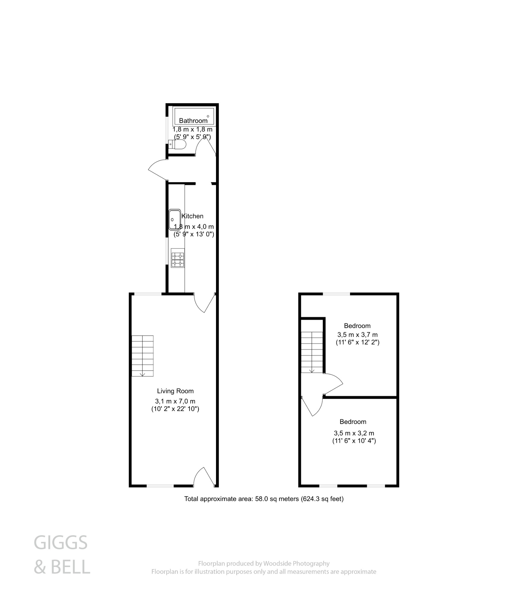 2 bed terraced house for sale in Hartley Road, Luton - Property Floorplan