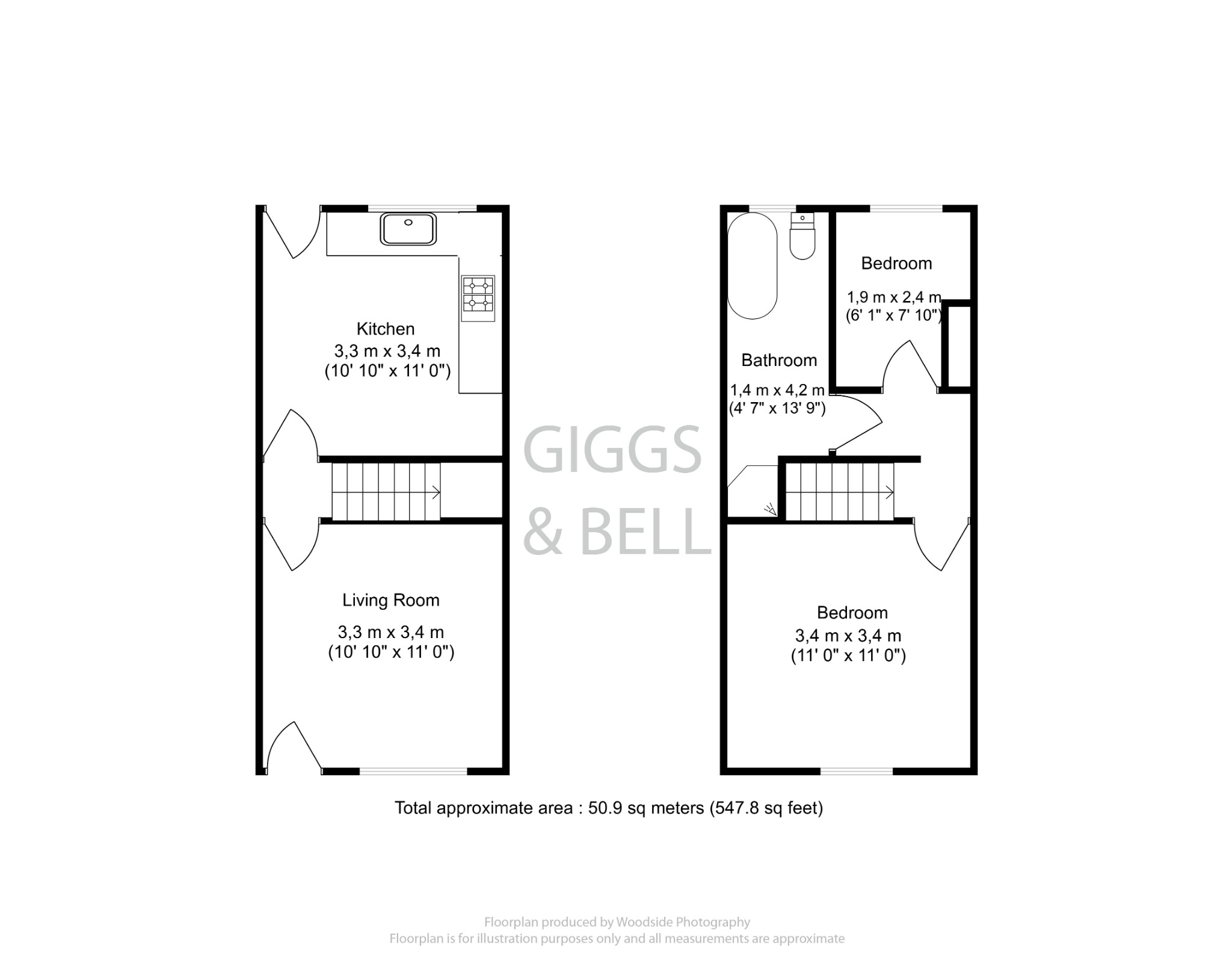 2 bed terraced house for sale in Luton Road, Luton - Property Floorplan