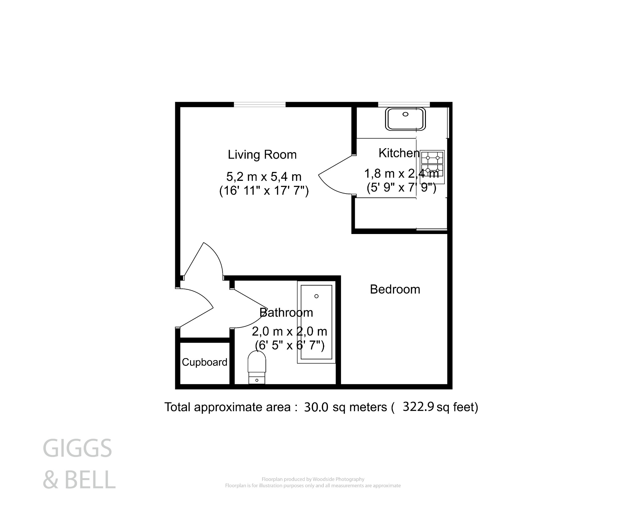 1 bed studio flat for sale in Rodeheath, Luton - Property Floorplan