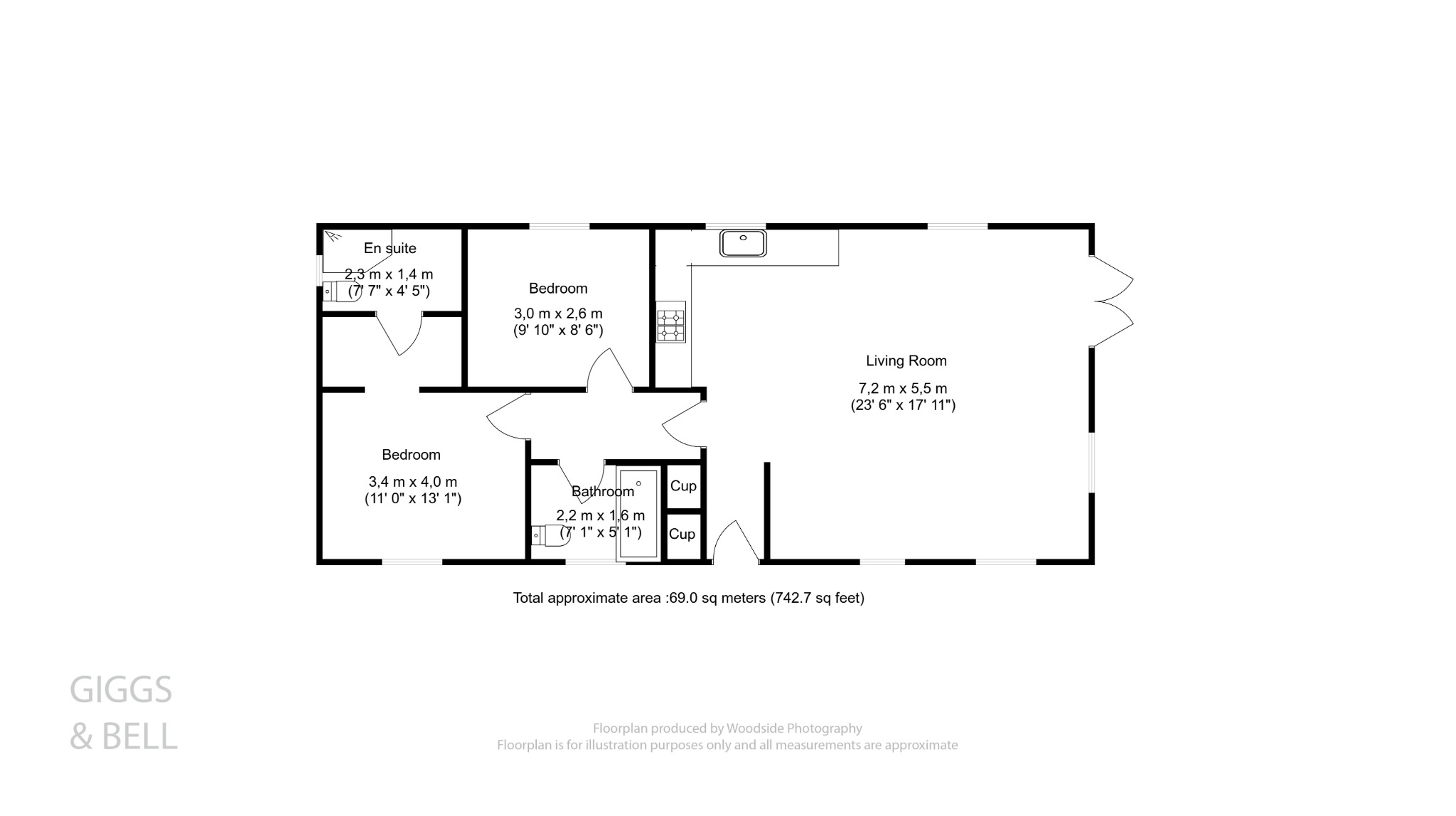 2 bed park home for sale in Woodside Home Park, Bedfordshire - Property Floorplan