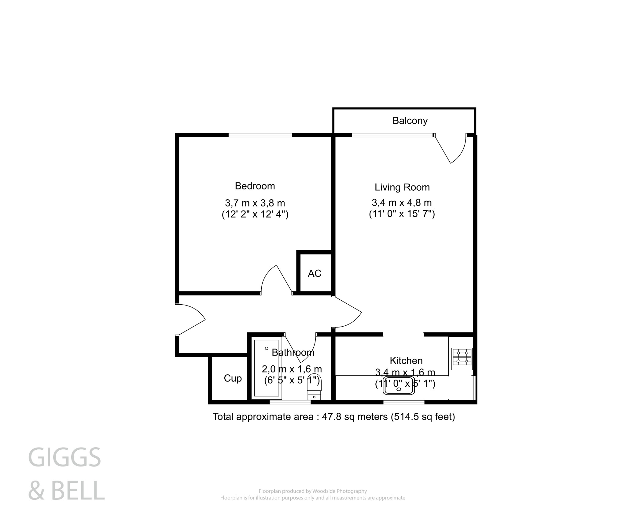 1 bed flat for sale in Ross Close, Luton - Property Floorplan