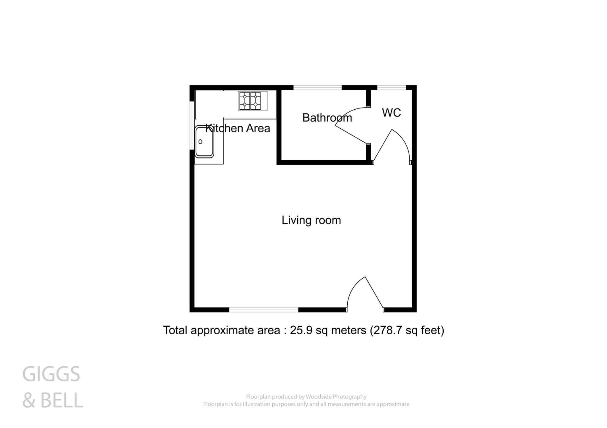 1 bed studio flat for sale in Colin Road, Luton - Property Floorplan