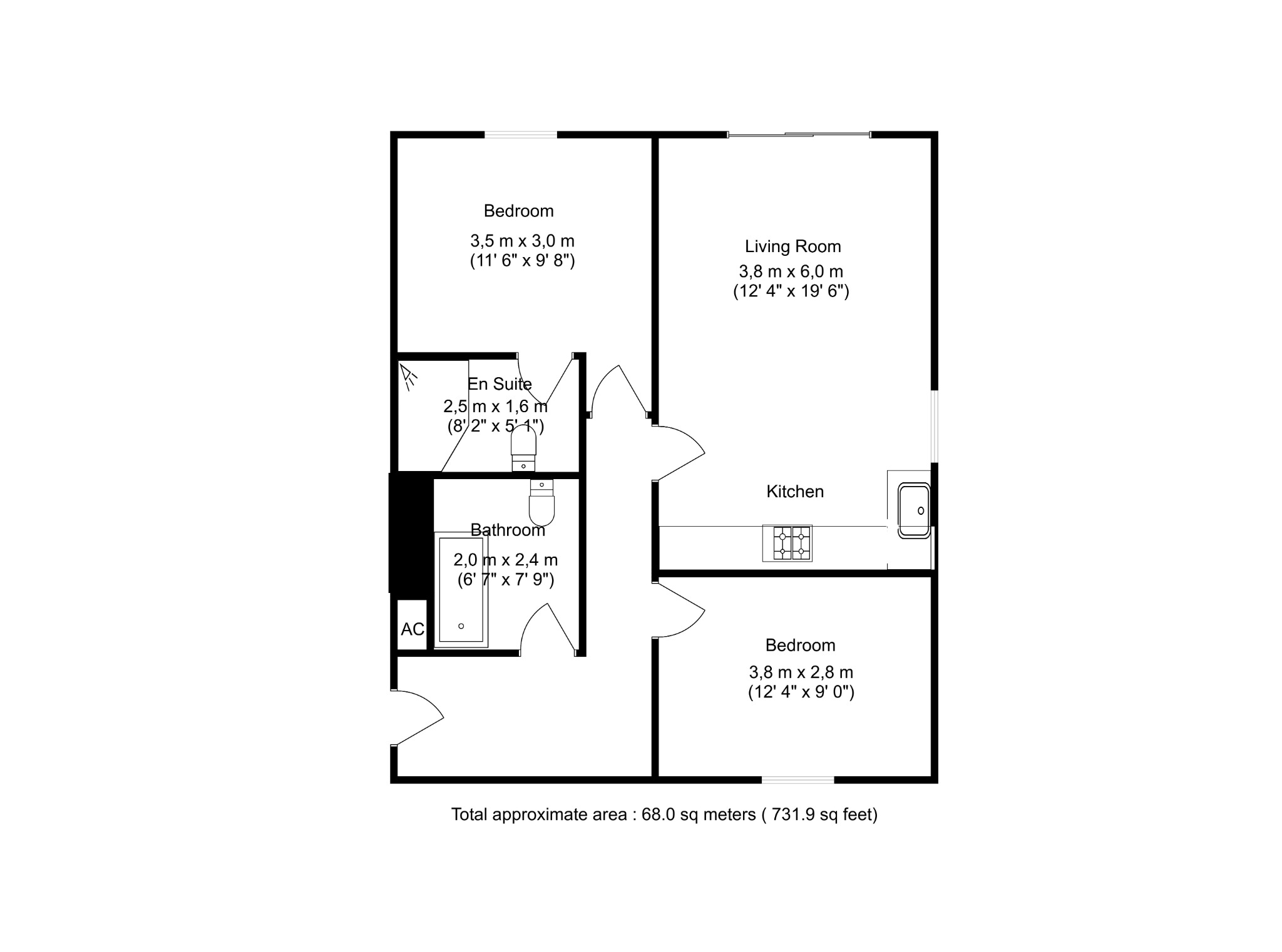 2 bed flat for sale, Luton - Property Floorplan