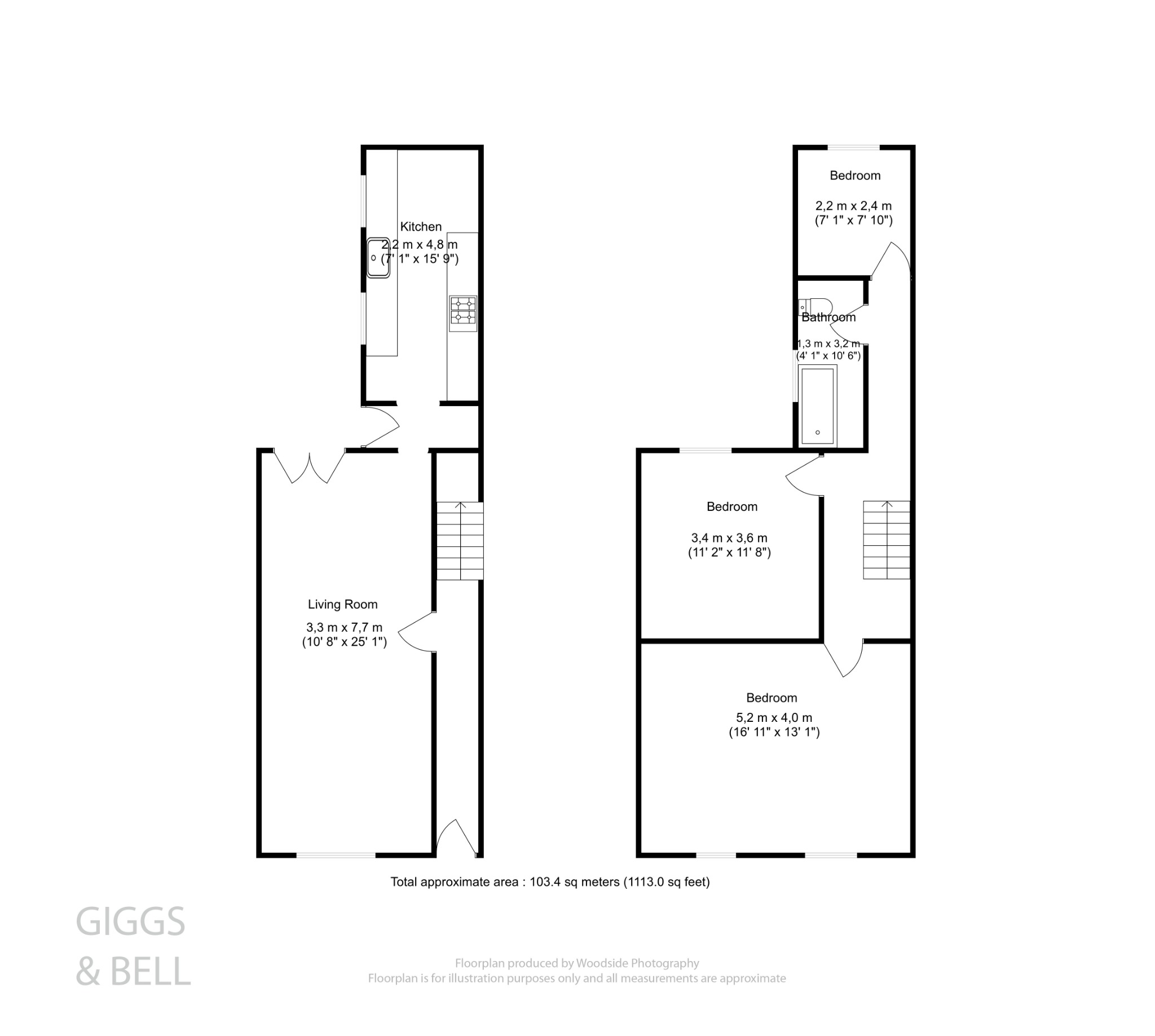 3 bed terraced house for sale in Harcourt Street, Luton - Property Floorplan