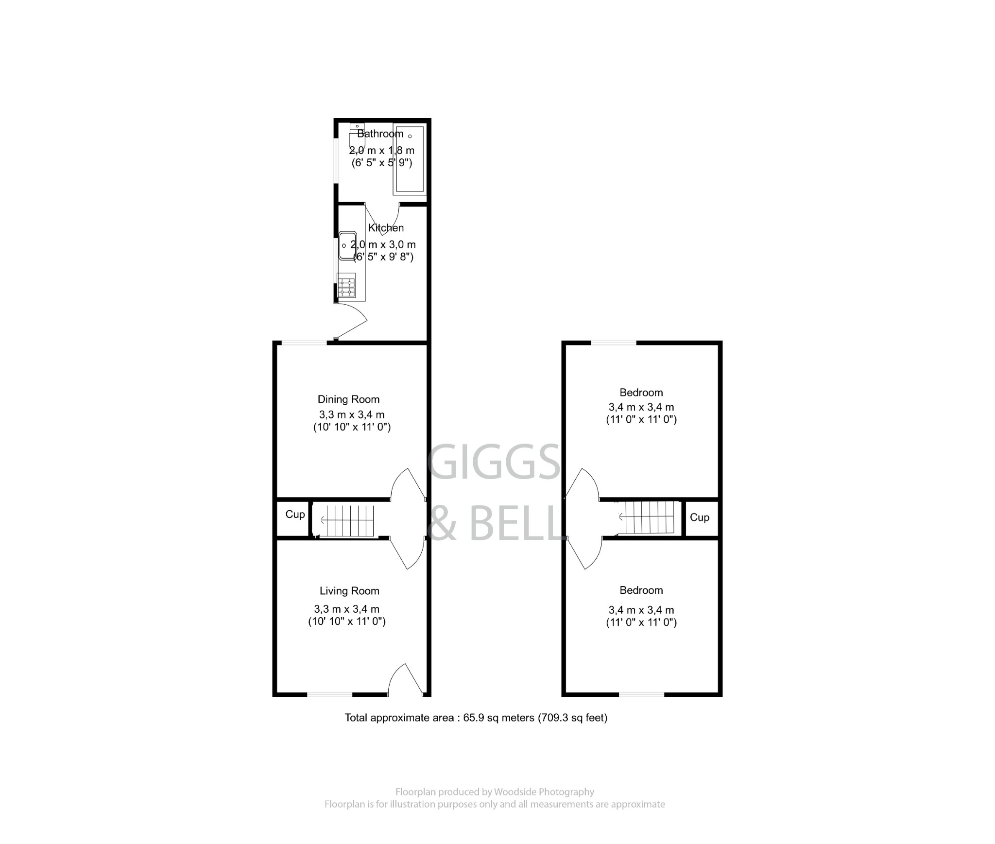 2 bed terraced house for sale in Harcourt Street, Luton - Property Floorplan